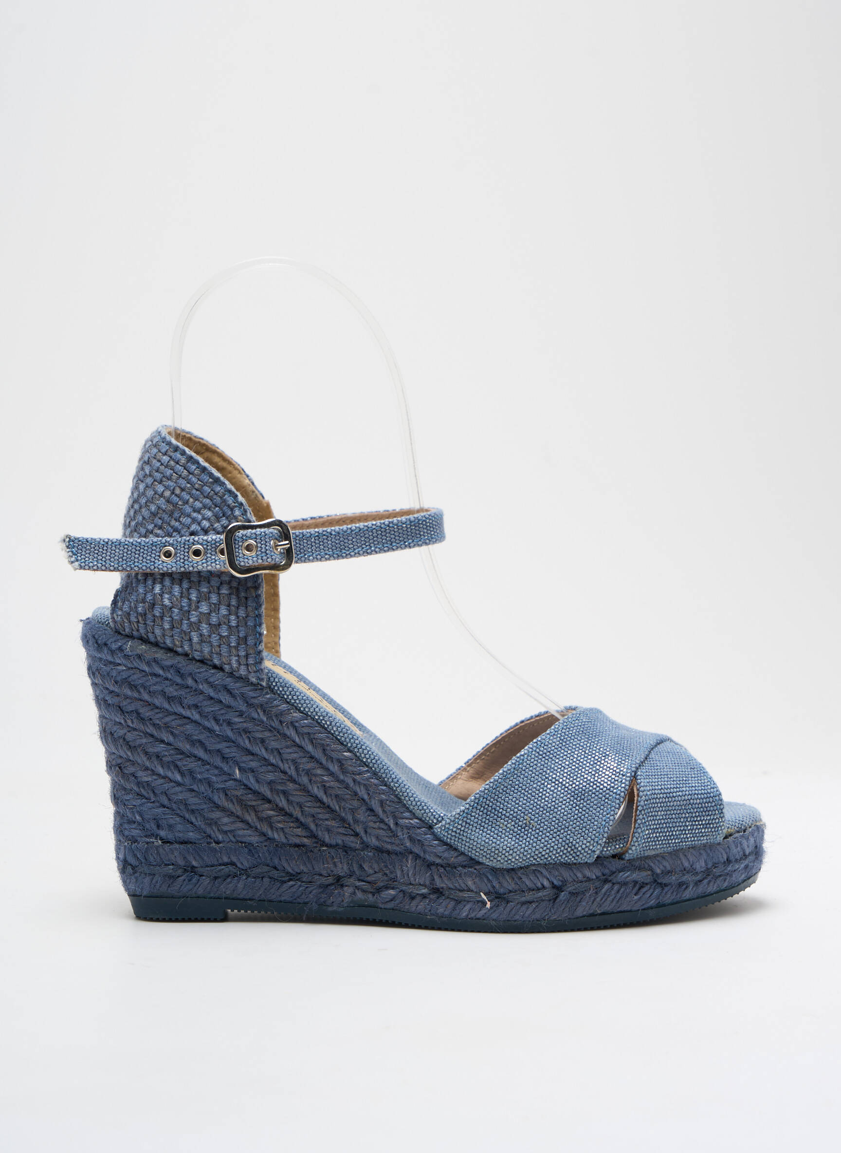 Espadrilės satino audinys kulnas nuo 7 iki 9 cm mėlyna GAIMO moteris