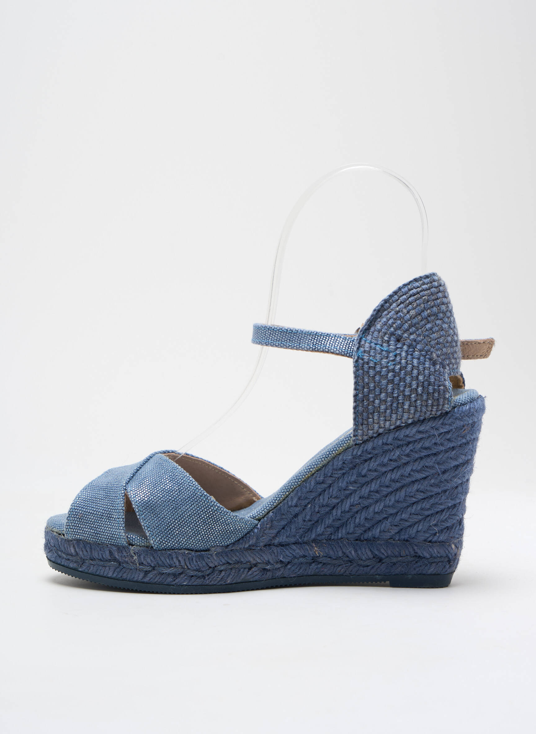 Espadrilės satino audinys kulnas nuo 7 iki 9 cm mėlyna GAIMO moteris