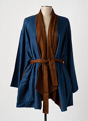 Kimono striukė ilgos rankovės mėlyna TENDANCE UNIQUE moteris