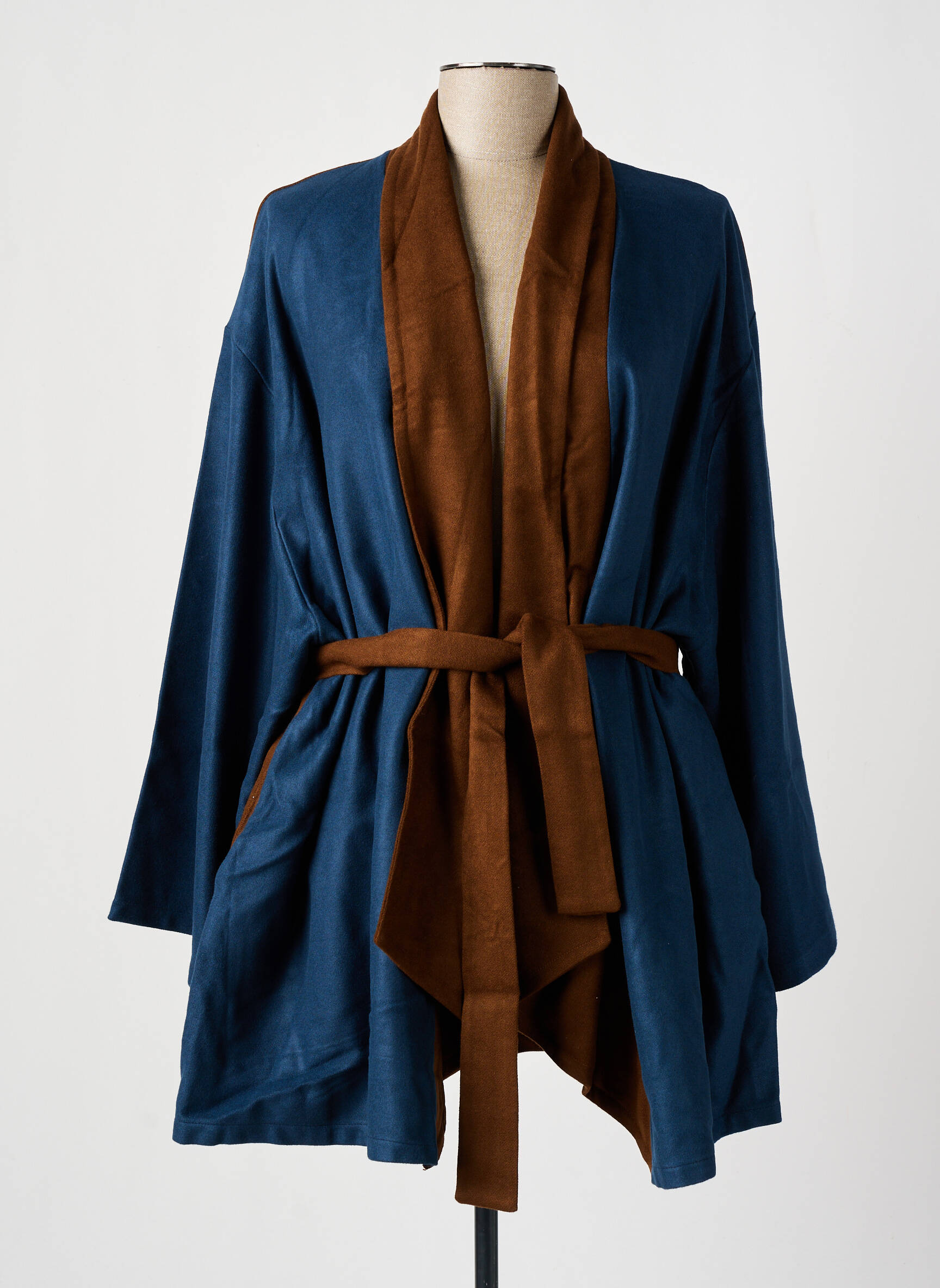 Kimono striukė šaliko apykaklė mėlyna TENDANCE UNIQUE moteris