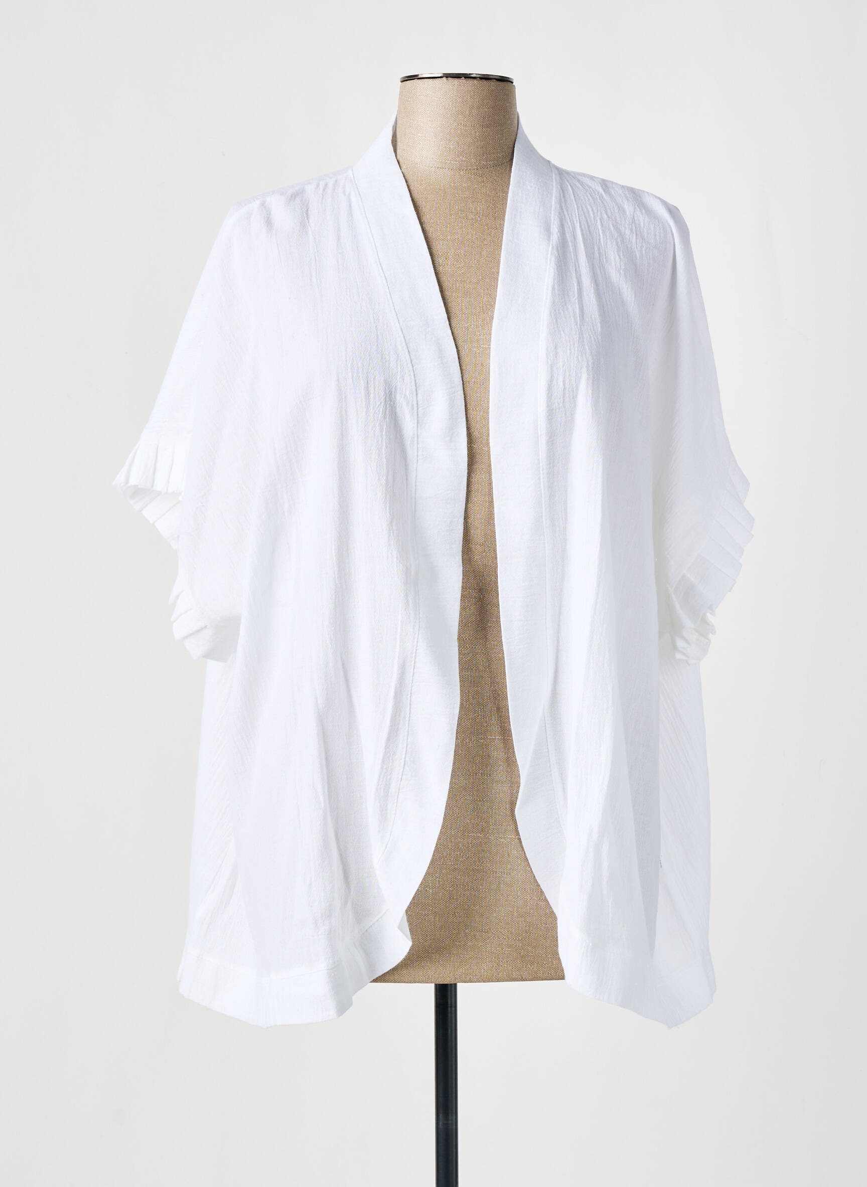 Kimono striukė lengva ir skaidri baltas TENDANCE UNIQUE moteris