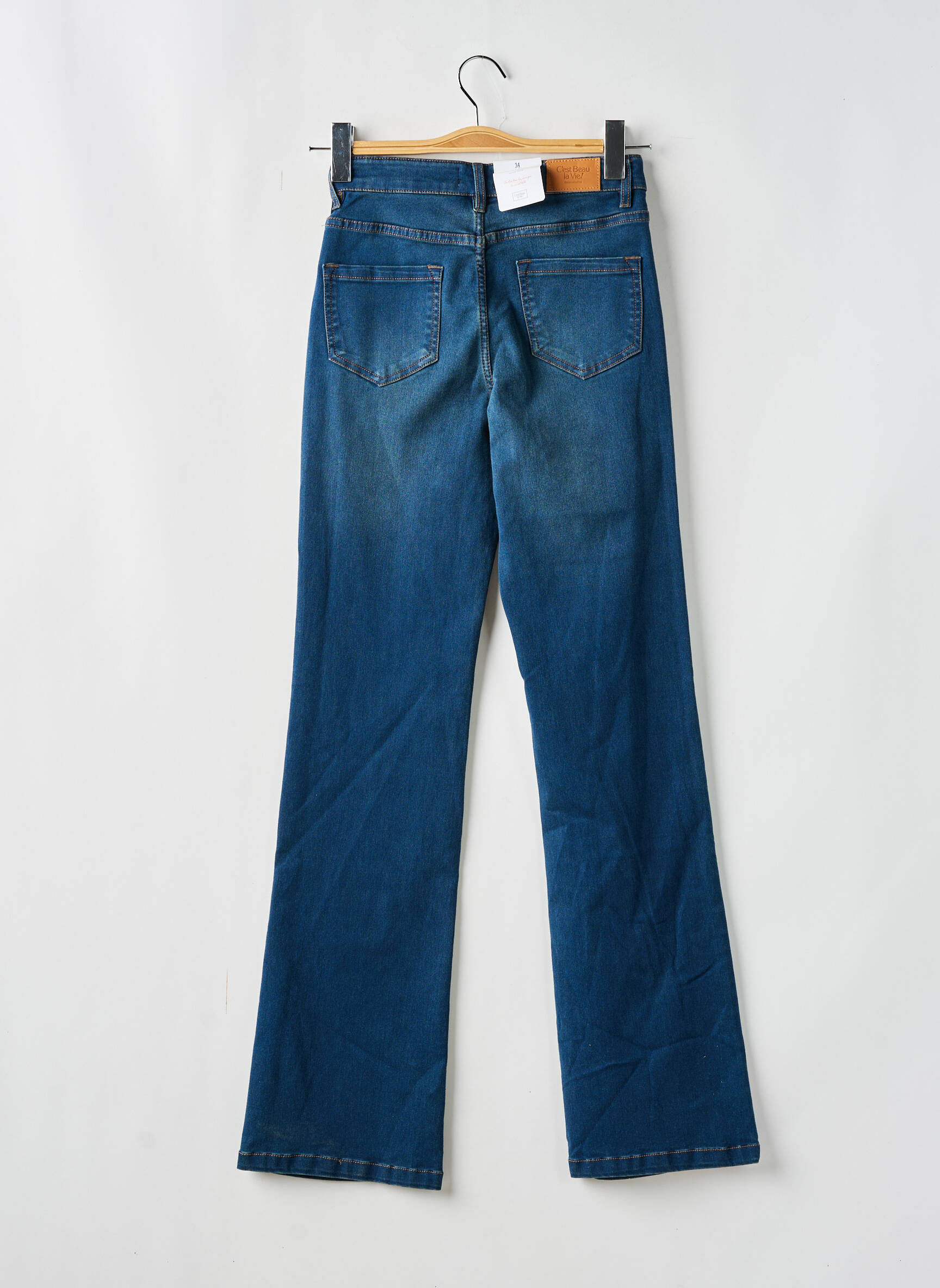 Bootcut džinsai aukšta talija aukšta talija mėlyna C'EST BEAU LA VIE moteris