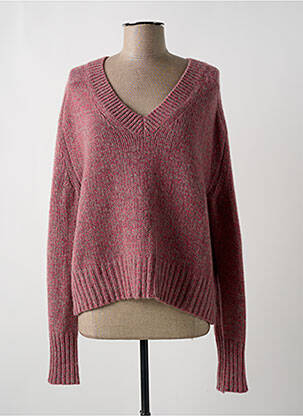 Megztinis centrinė iškirptė ilgos rankovės rožinė 360 SWEATER moteris