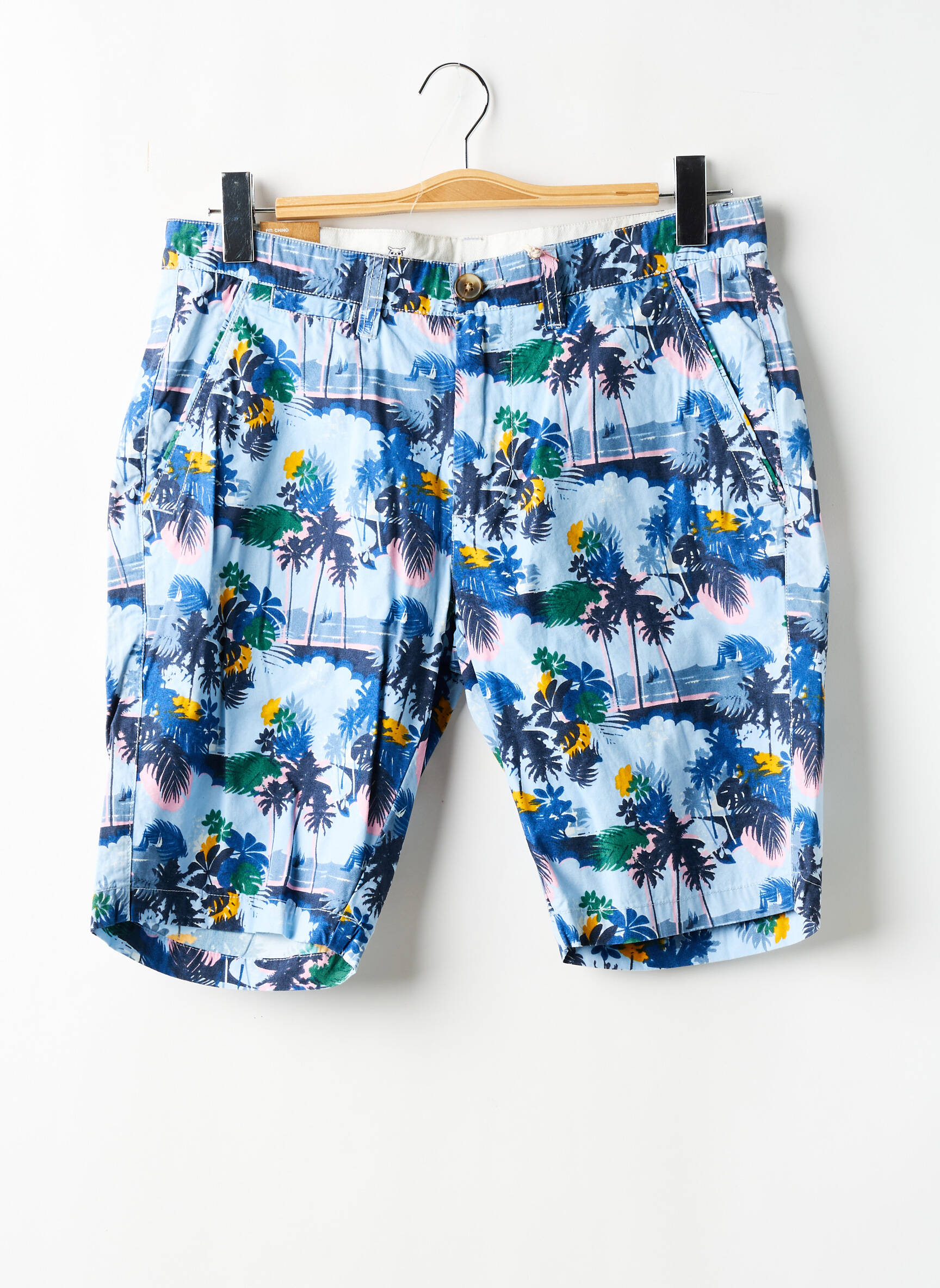 Bermudas popelinos audinys, kuris pasižymi lygiu ir tankiu paviršiumi. normala dydis mėlyna KNOWLEDGE COTTON APPAREL vyras