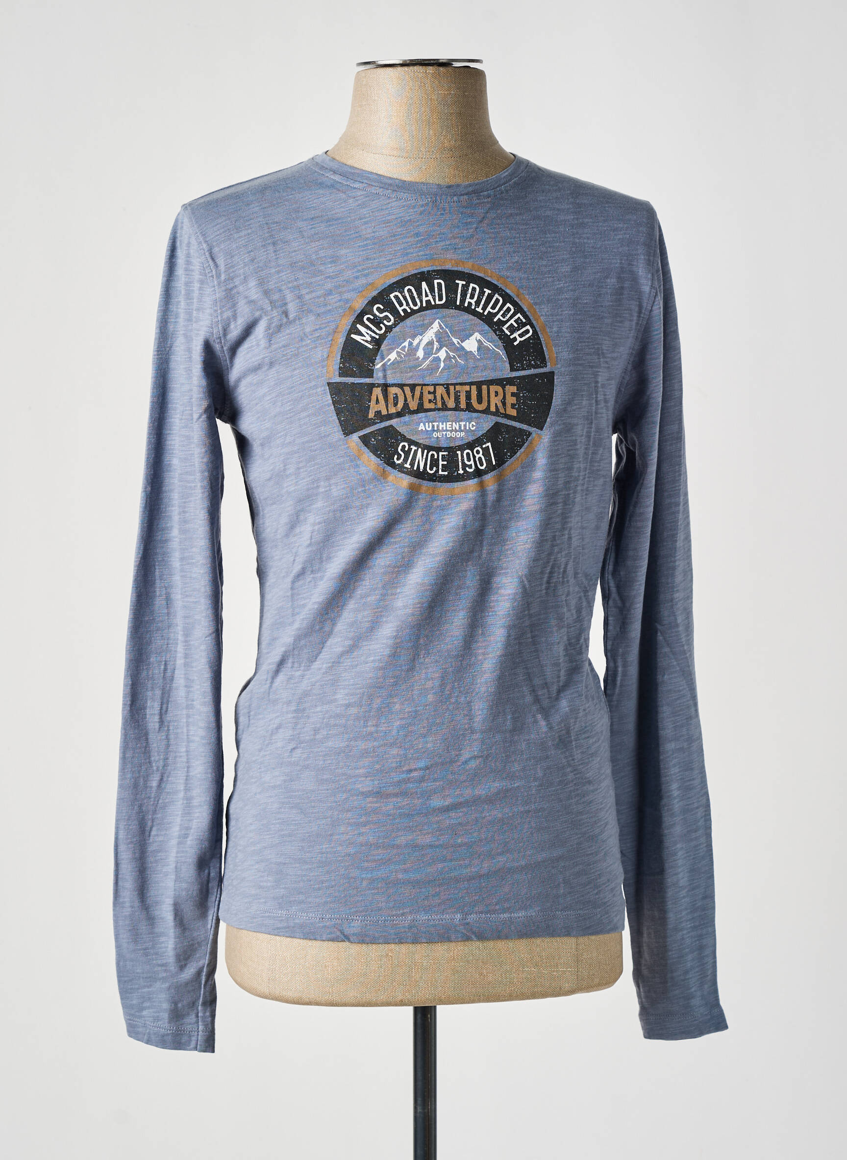 T-marškinys centrinė iškirptė ilgos rankovės šviesiai mėlyna MCS vyras