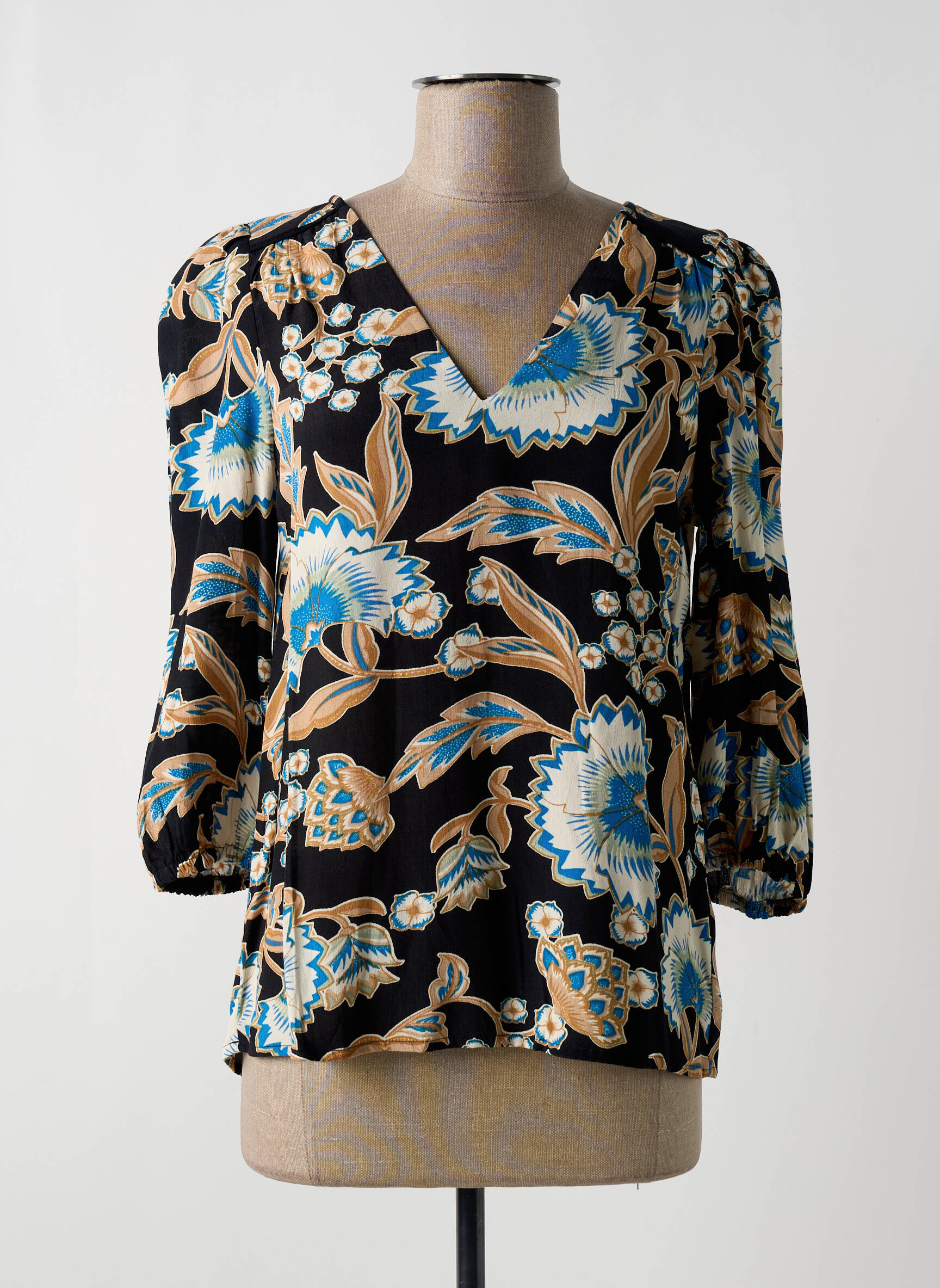 Bluzonai gėlių raštas 3/4 rankovės juodas VERO MODA moteris