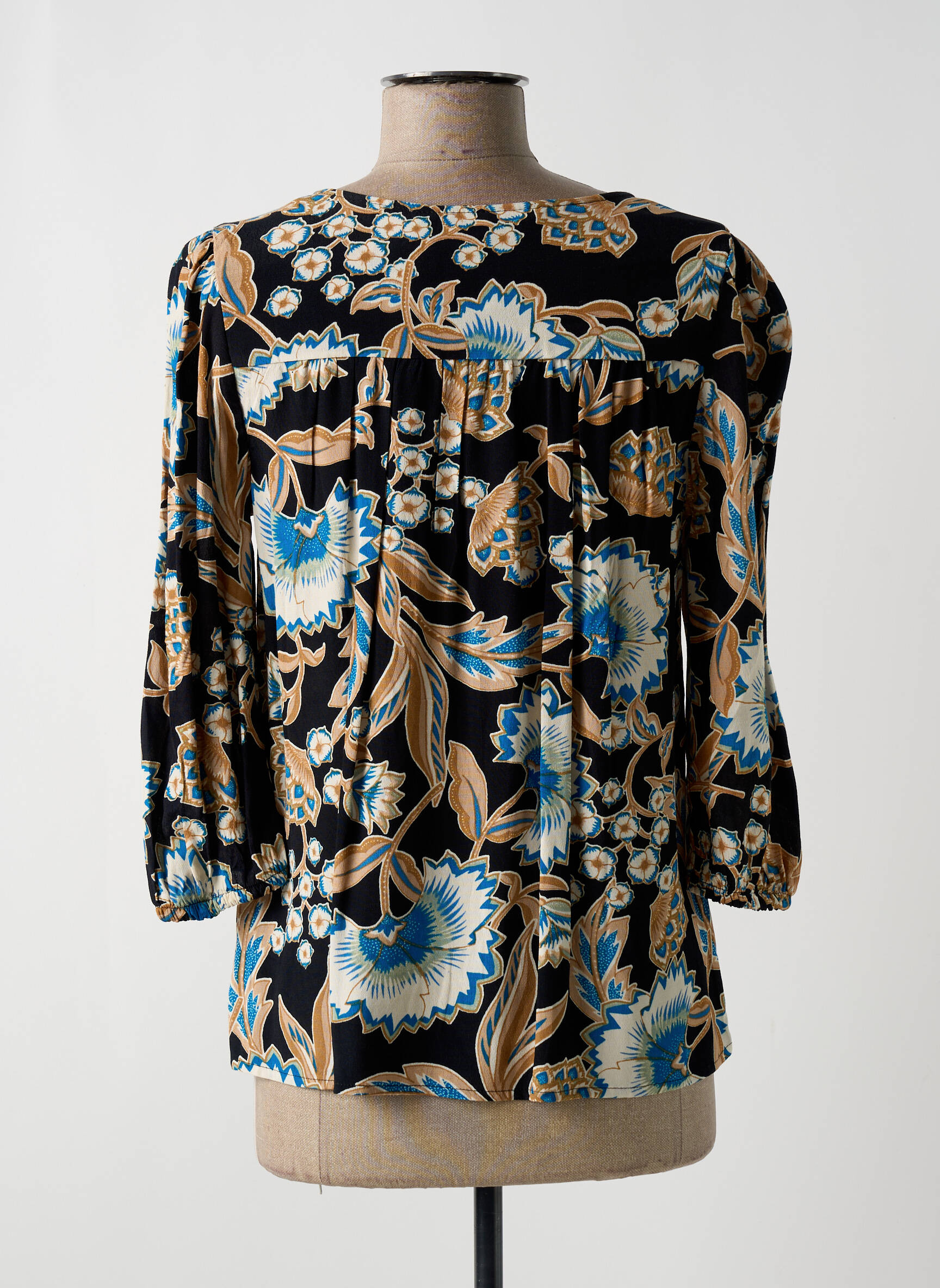 Bluzonai gėlių raštas 3/4 rankovės juodas VERO MODA moteris