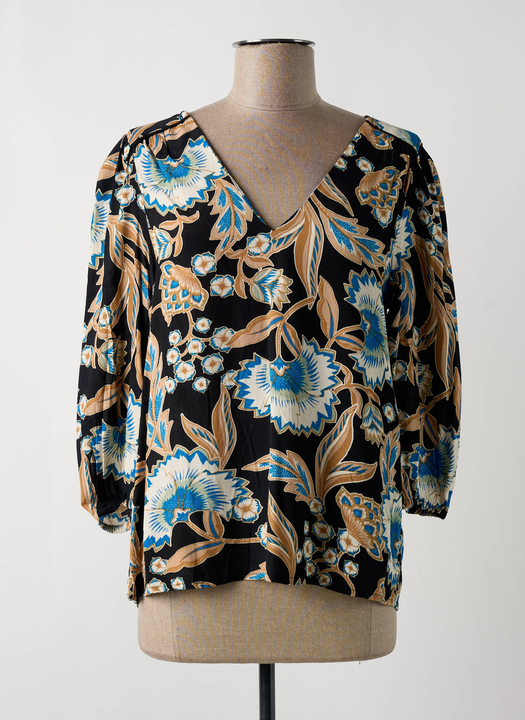 Bluzonai gėlių raštas 3/4 rankovės juodas VERO MODA moteris