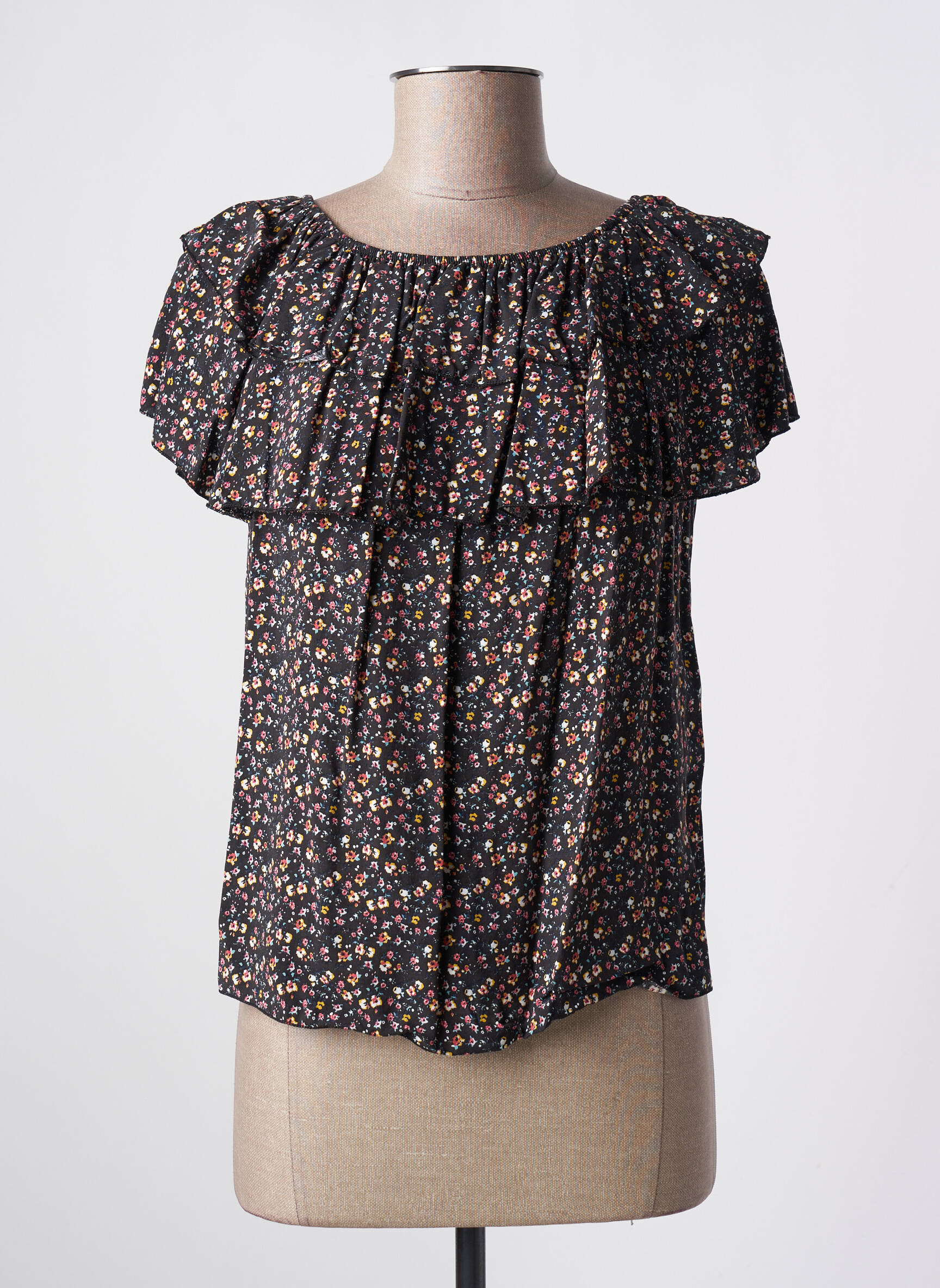 Viršūnė sklandi forma trumpas rankovės juodas QUATTRO moteris