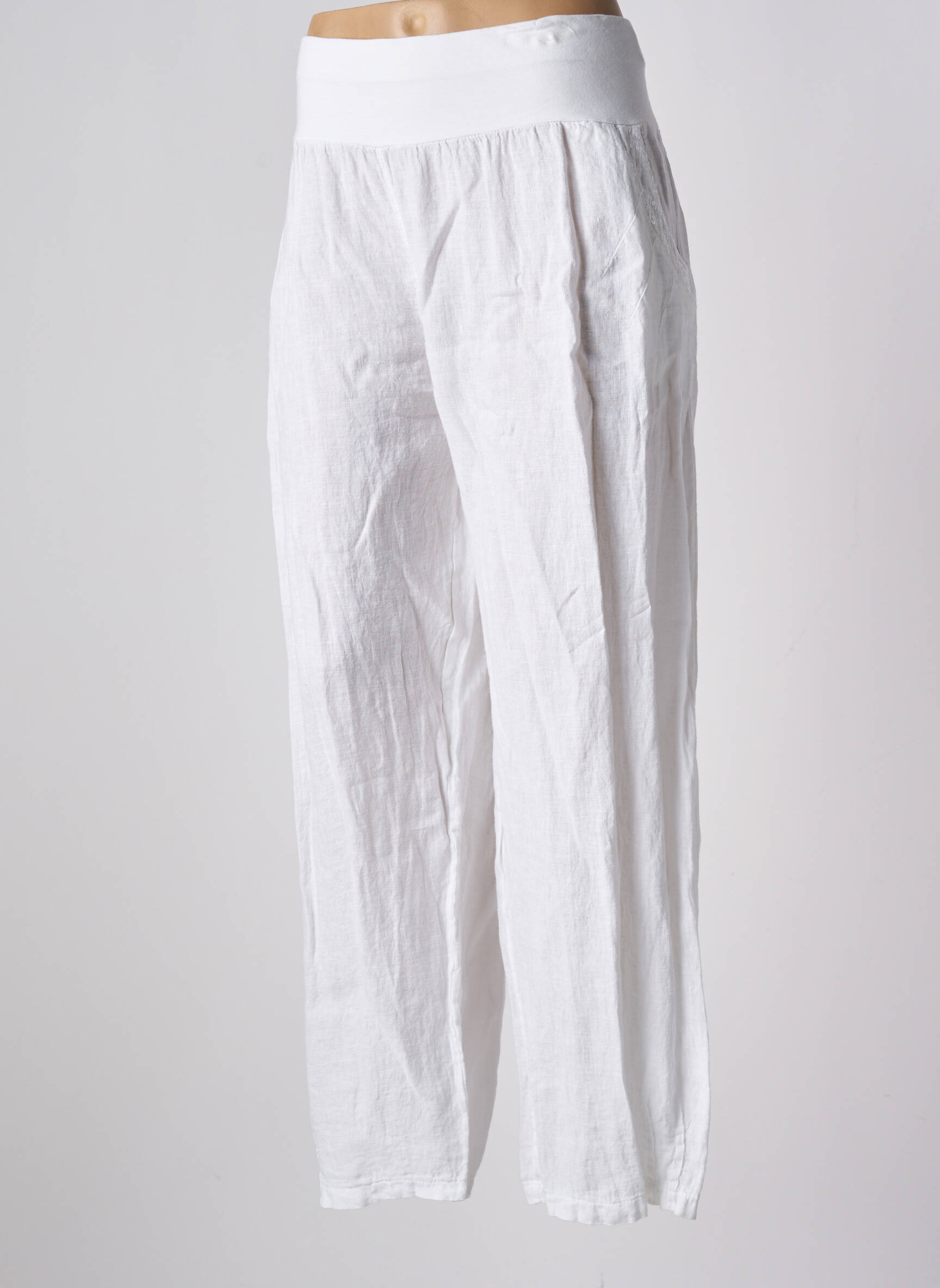 Platus kelnes sklandi forma aukšta talija baltas QUATTRO moteris