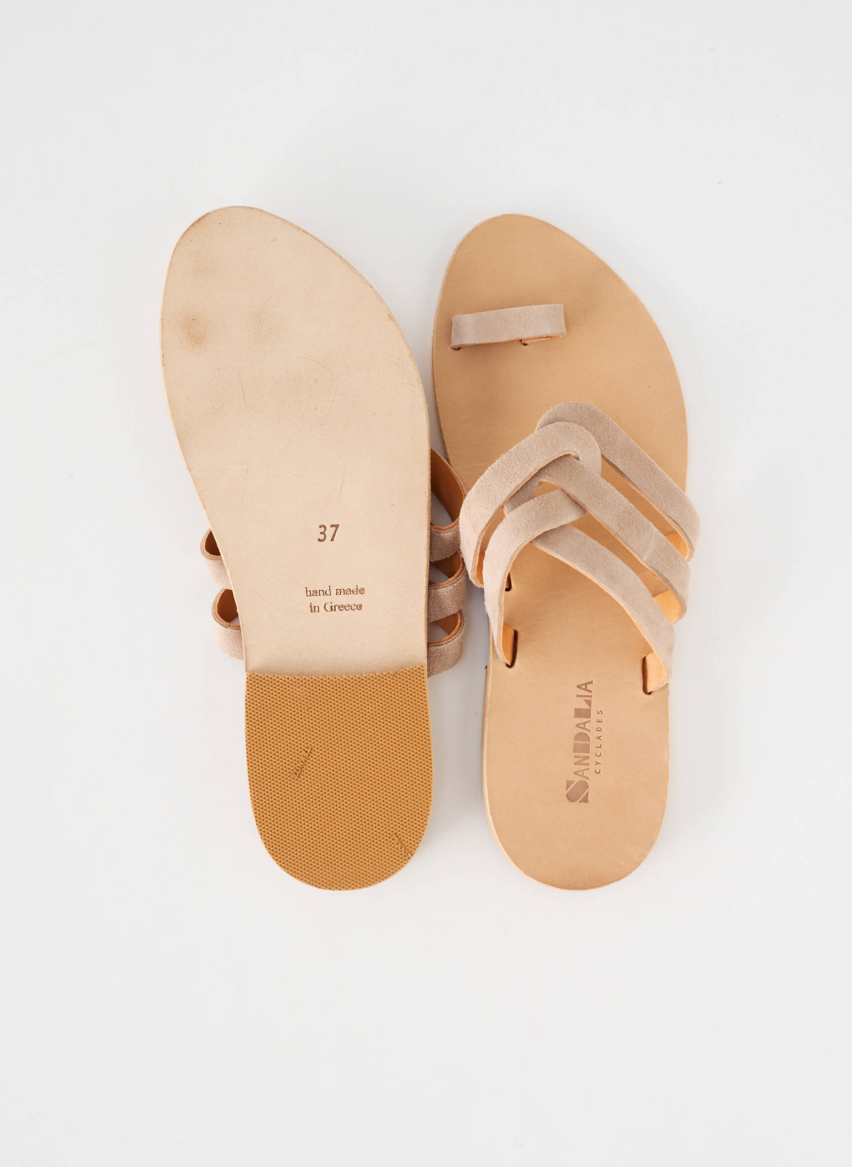Mule/sabotai odinė išorinė padas plokščias kulnas iki 3 cm bežinis SANDALIA CYCLADES moteris