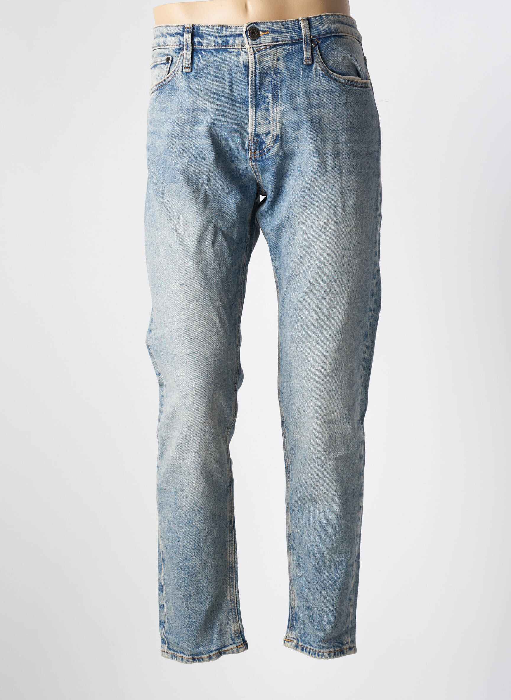 Tiesios kirpimo džinsai uždarymas su užtrauktuku po mygtuku uždengimu mėlyna JACK & JONES vyras