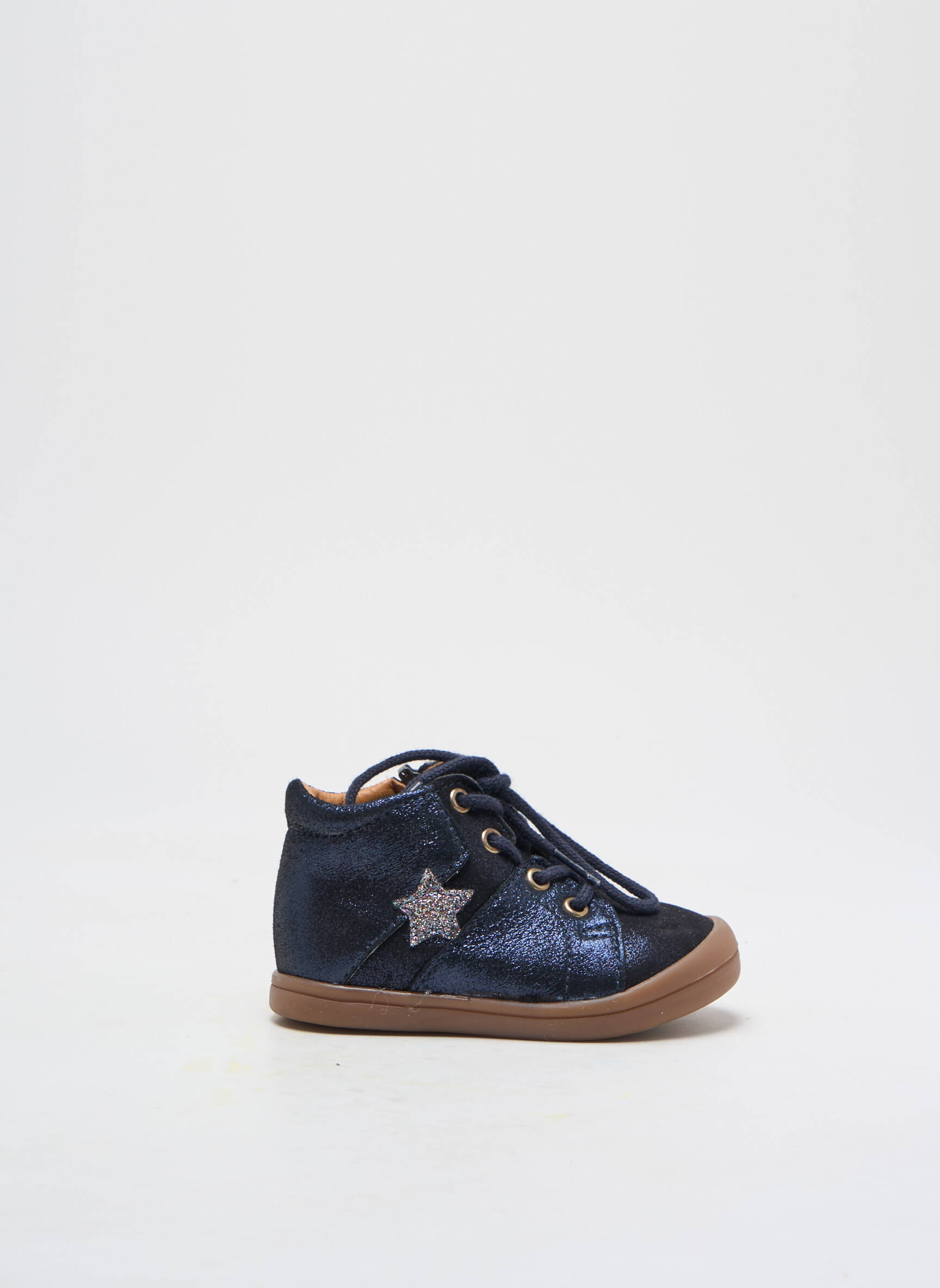 Bateliai nubuko audinys apvalus mygtukas mėlyna GBB berniukas