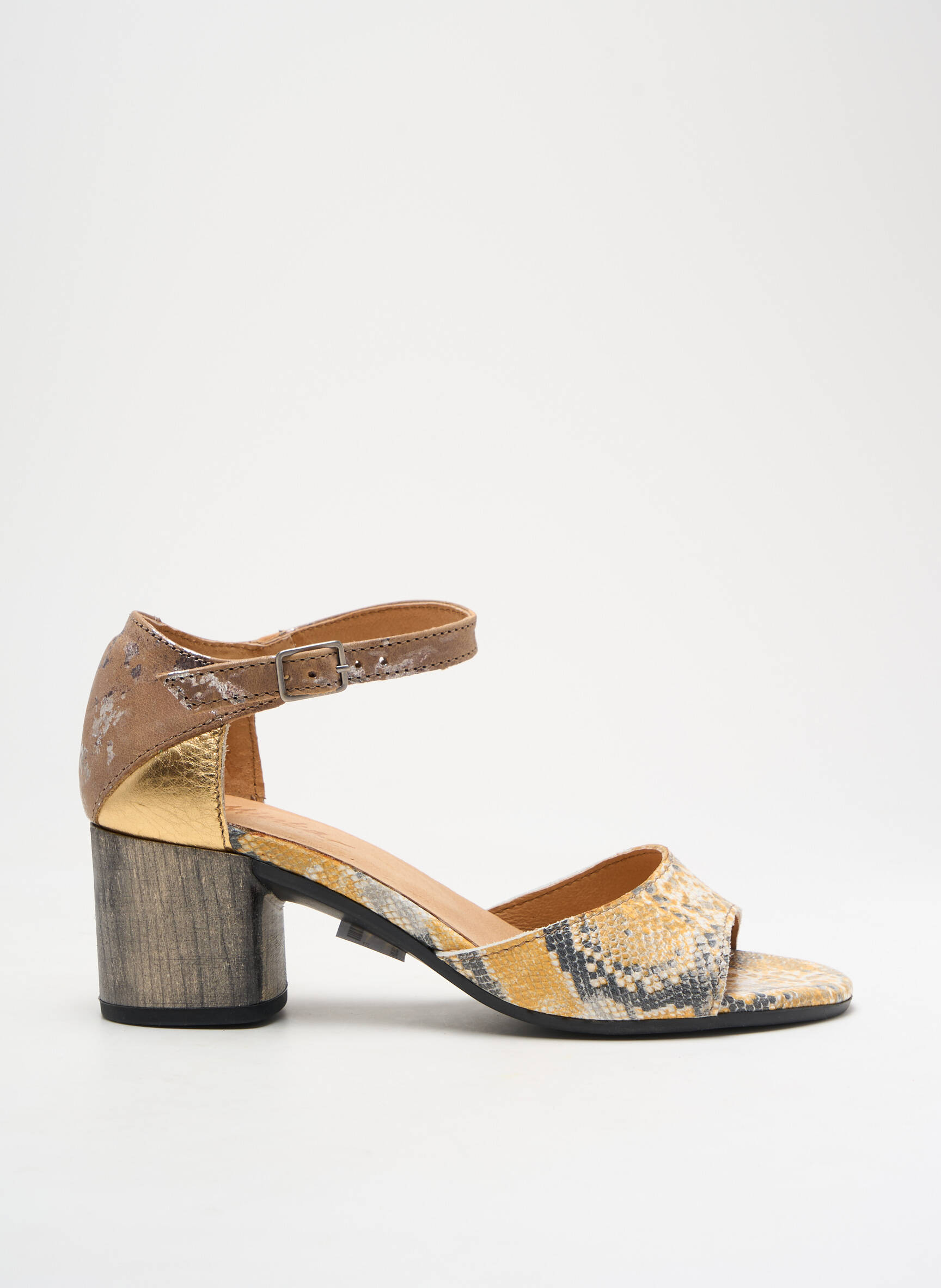 Sandalai/nu pėdos lygus medžiaga kulnas nuo 4 iki 6 cm geltona MINKA DESIGN moteris