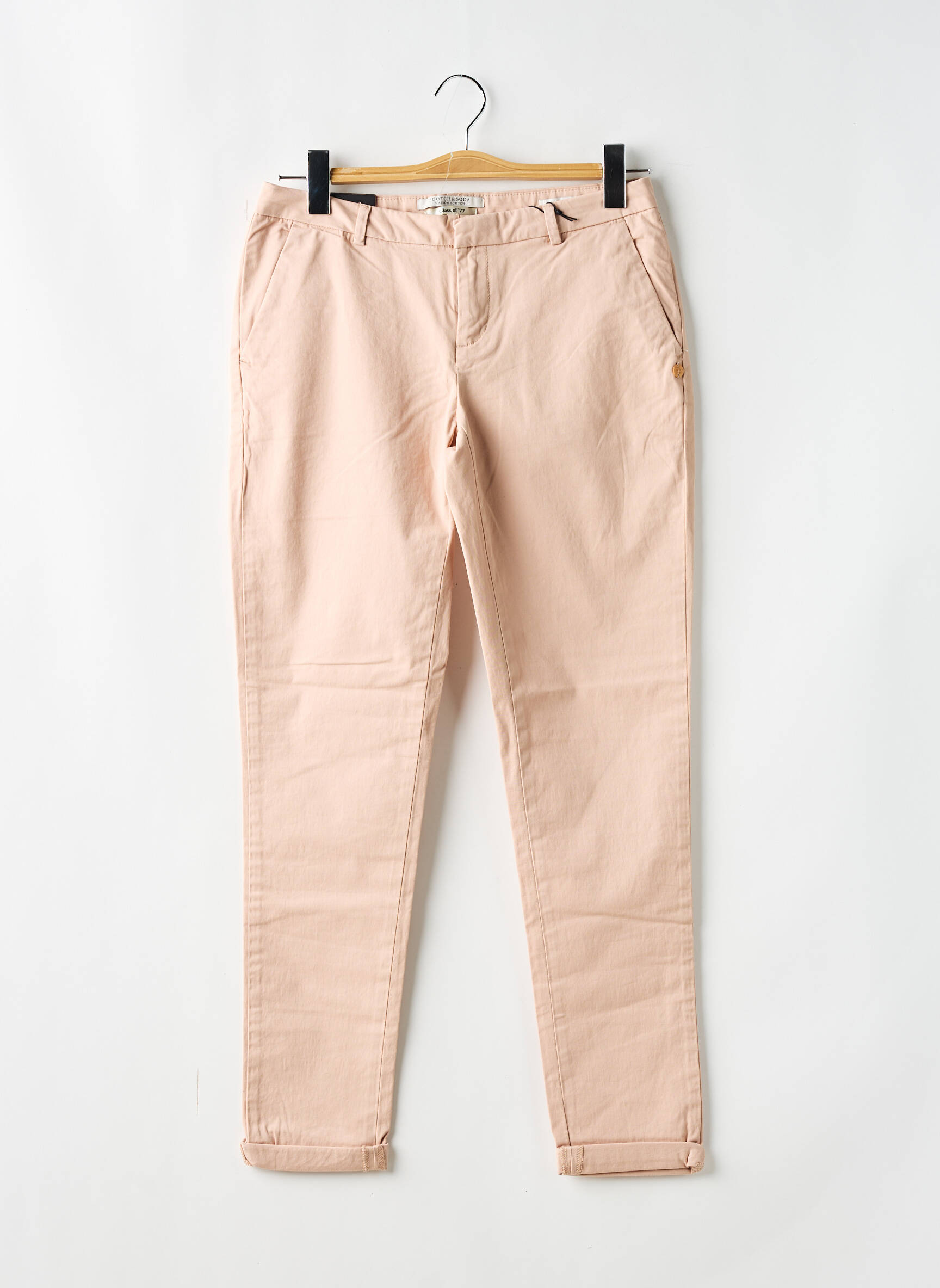 Chino kelnė popelinos audinys, kuris pasižymi lygiu ir tankiu paviršiumi. normala dydis rožinė SCOTCH & SODA moteris