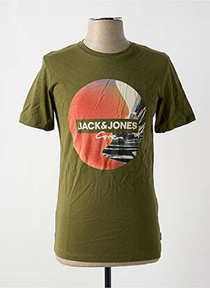 T-marškinys tiesi kirpimas trumpas rankovės žalias JACK & JONES vyras