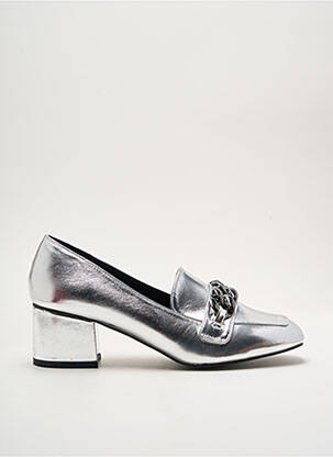 Mokasīnai lygus audinys kulnas nuo 4 iki 6 cm sidabrinė I LOVE SHOES moteris