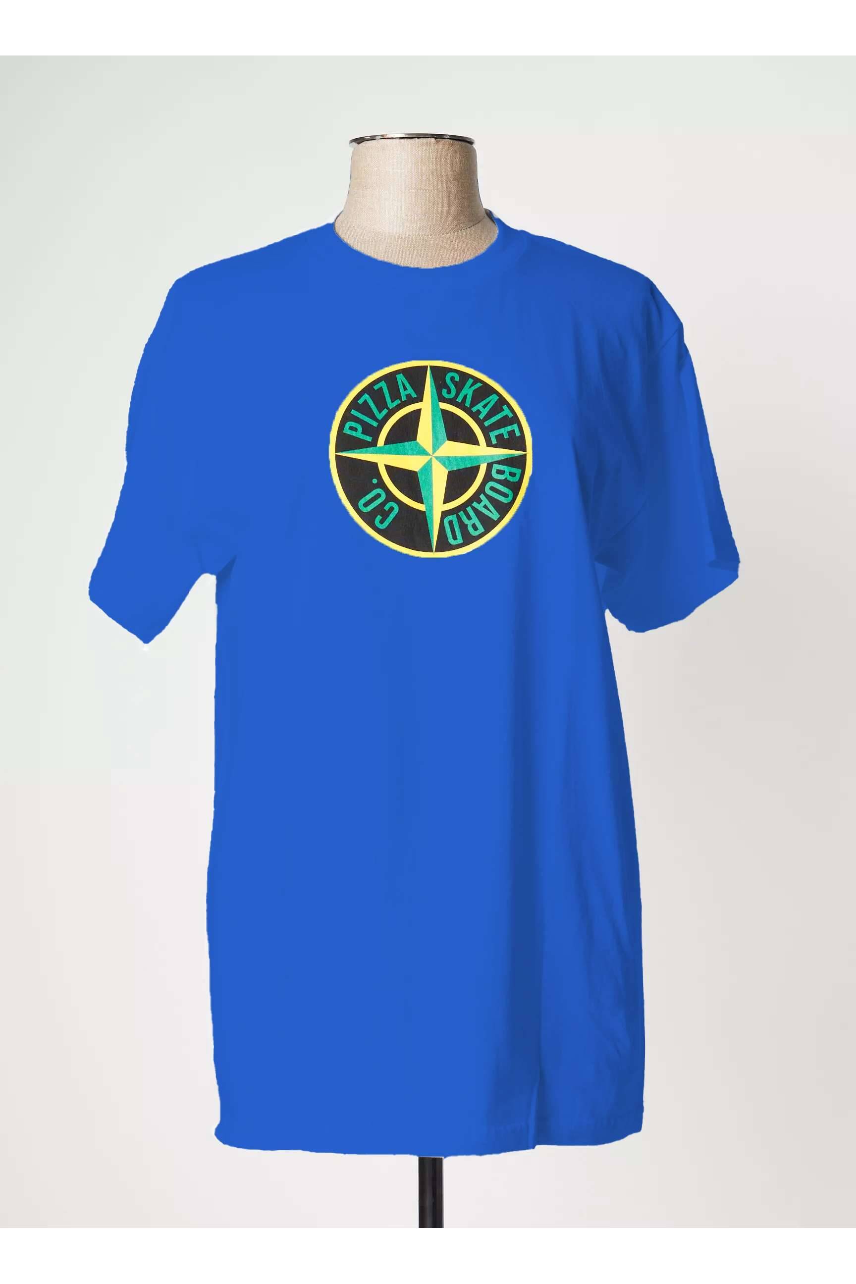 T-marškinys mėlyna PIZZA SKATEBOARD vyras