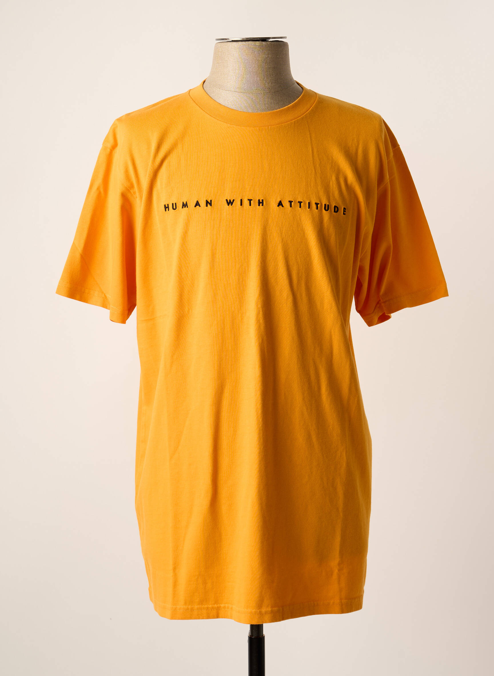 T-marškinys oranžinė HUMAN WITH ATTITUDE vyras