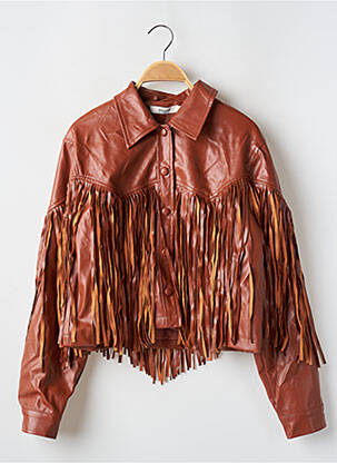 Dirbtinės odos striukė spaudžiama uždarymas rudas DAPHNEA moteris