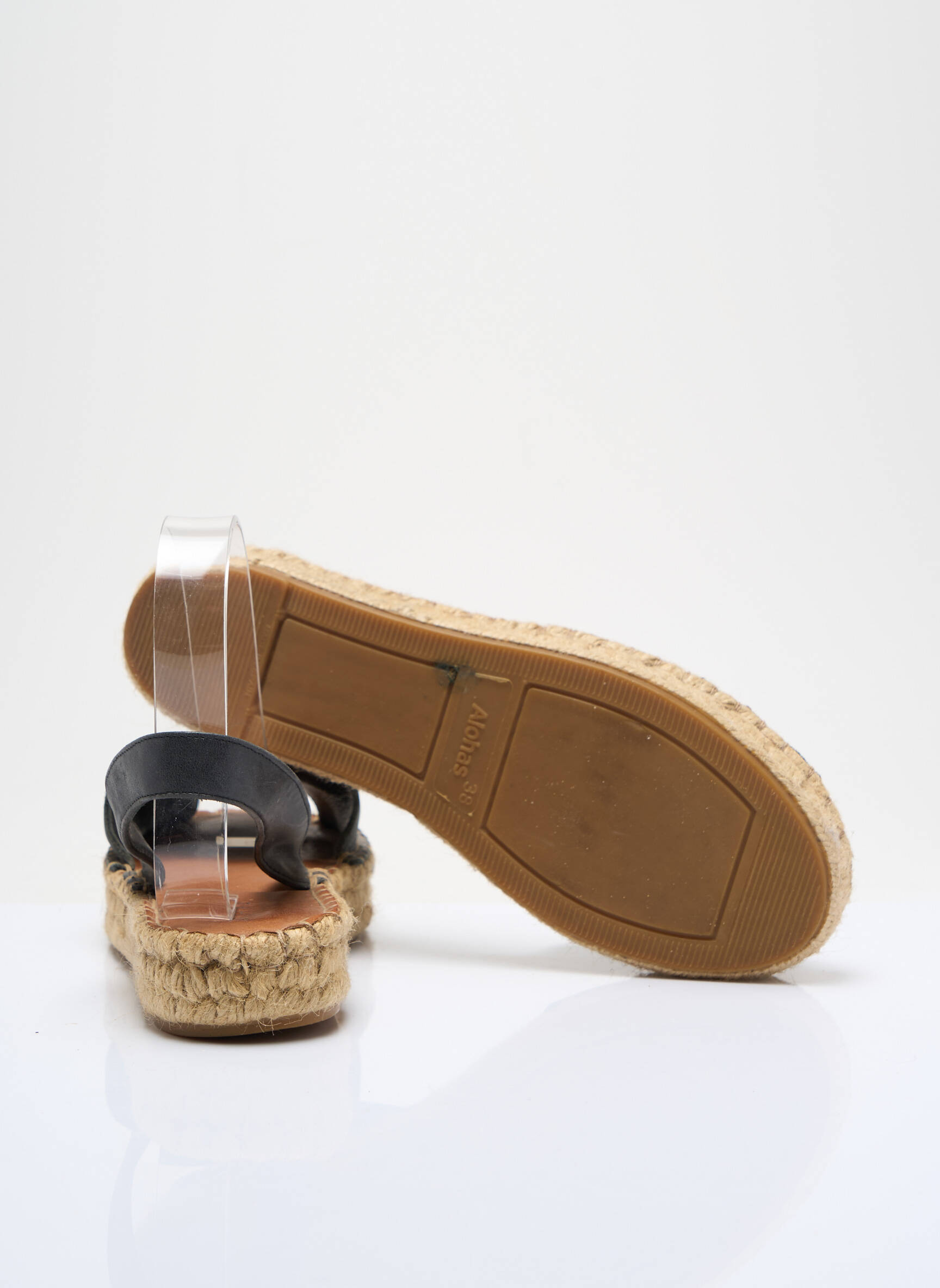 Espadrilės satino audinys plokščias kulnas iki 3 cm juodas ALOHAS moteris