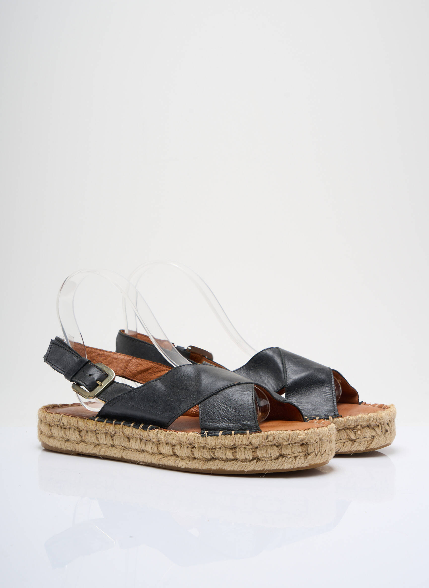 Espadrilės satino audinys plokščias kulnas iki 3 cm juodas ALOHAS moteris
