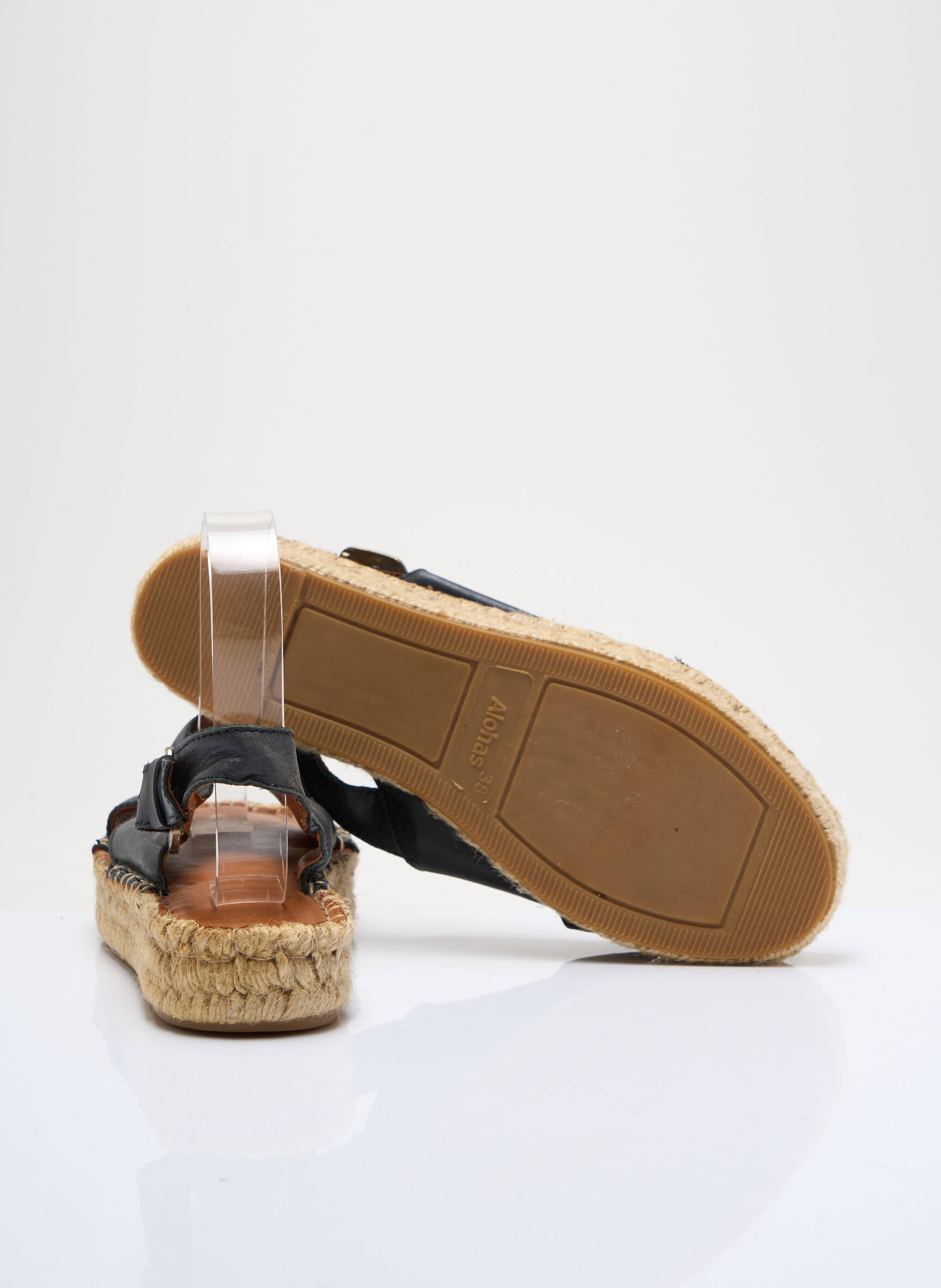 Espadrilės satino audinys plokščias kulnas iki 3 cm juodas ALOHAS moteris