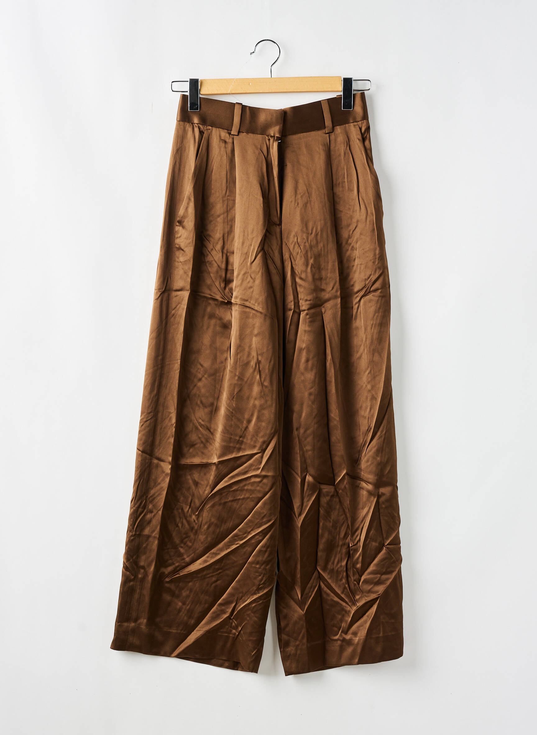 Platus kelnes pincetų dydis aukšta talija rudas LILY SILK moteris