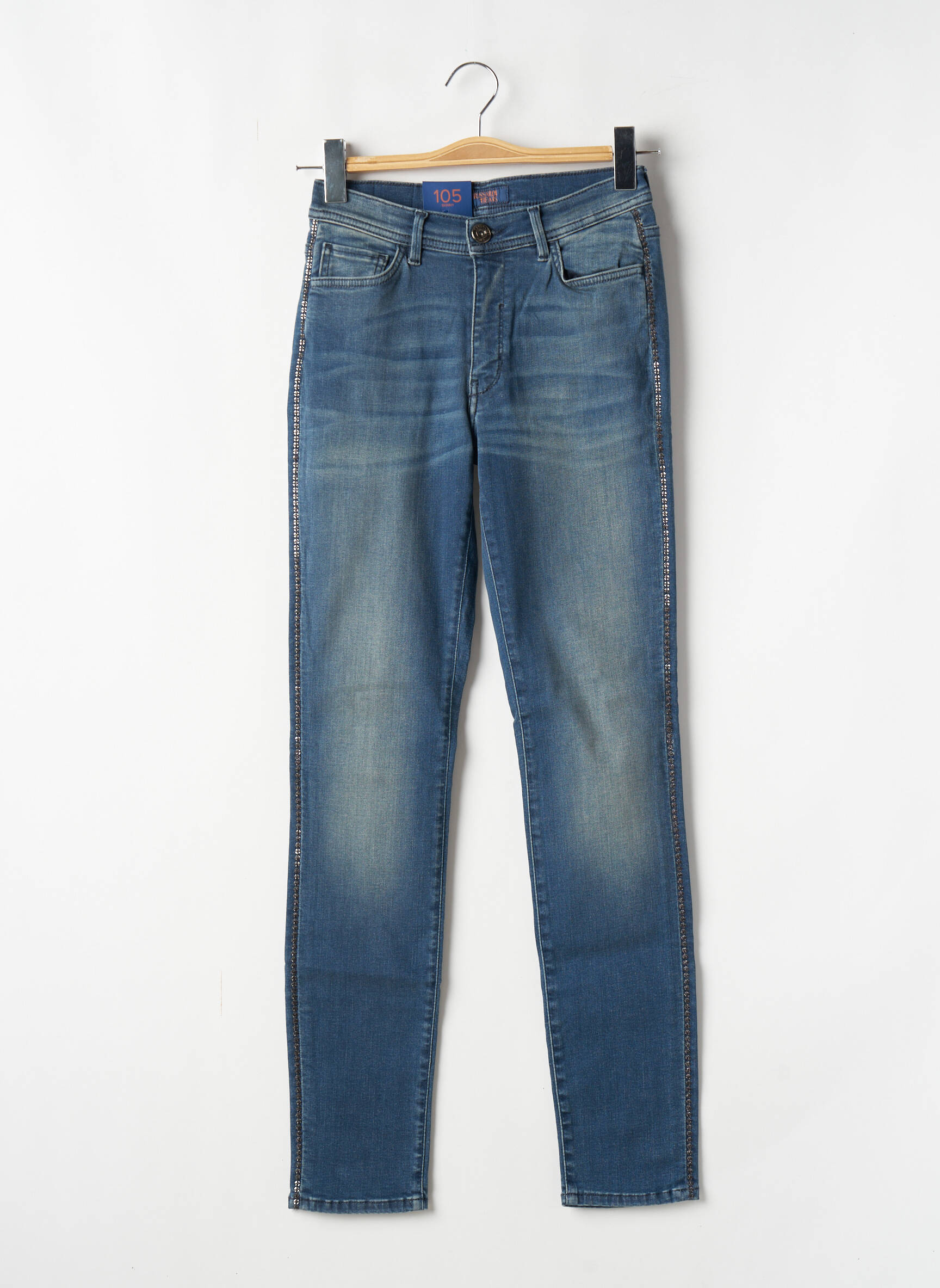 Lieknos džinsai aukšta talija aukšta talija mėlyna TRUSSARDI JEANS moteris