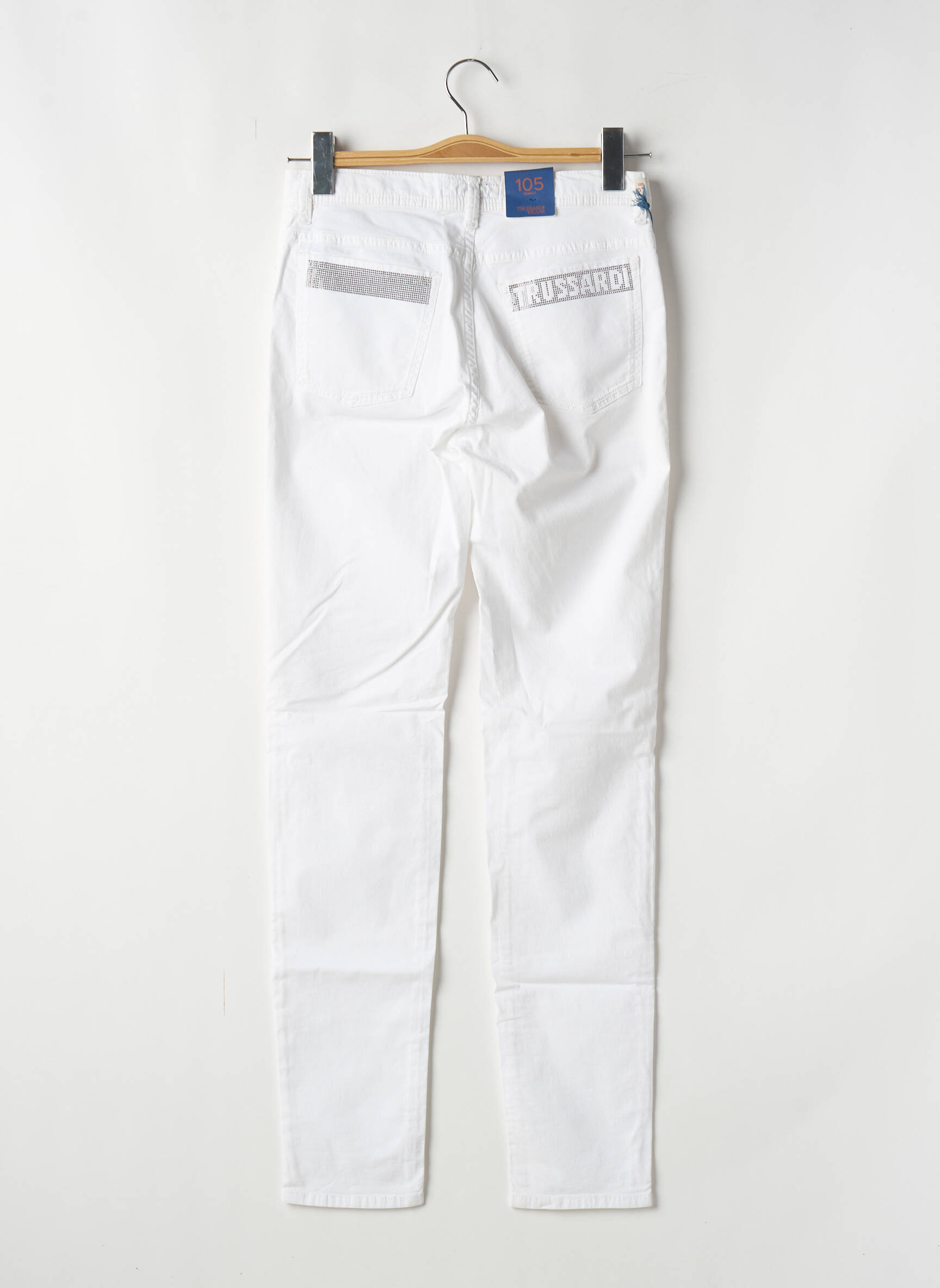 Lieknos kelnės aukšta talija aukšta talija baltas TRUSSARDI JEANS moteris