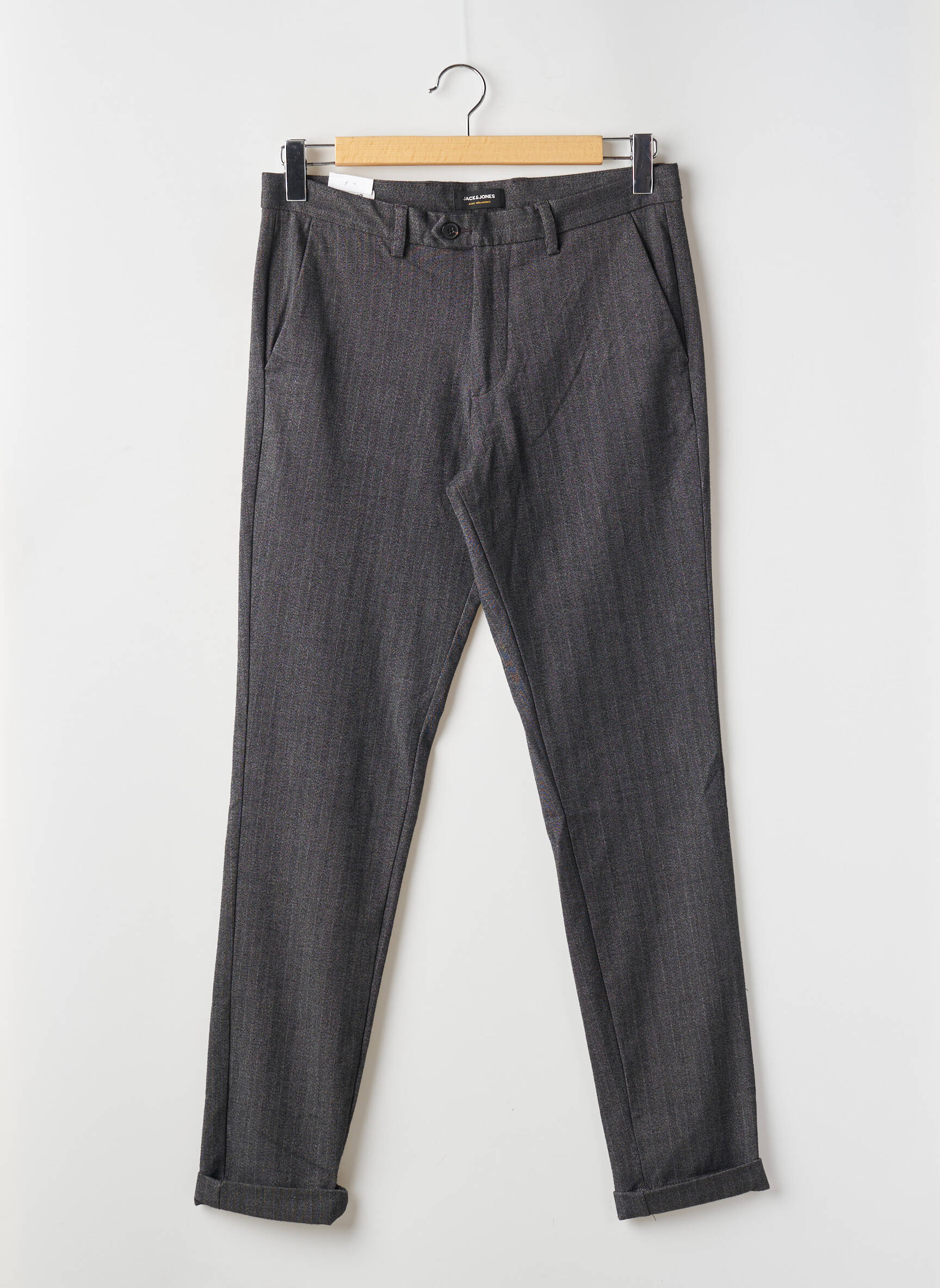 Chino kelnė chinamas audinys aukšta talija pilka JACK & JONES vyras