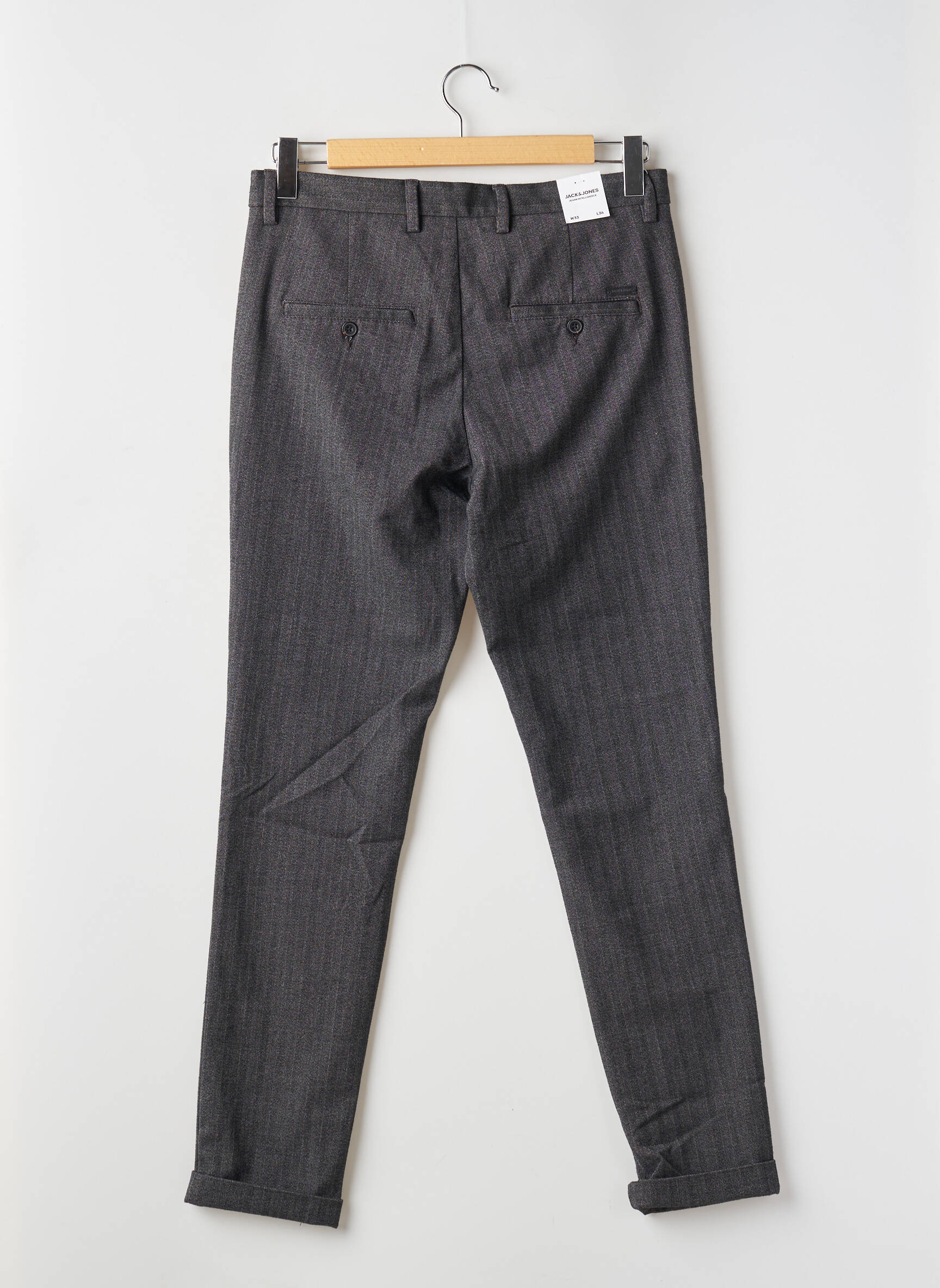 Chino kelnė chinamas audinys aukšta talija pilka JACK & JONES vyras