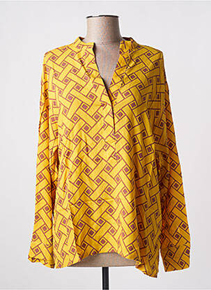Bluzonai popelinos audinys, kuris pasižymi lygiu ir tankiu paviršiumi. ilgos rankovės geltona GENESIS moteris