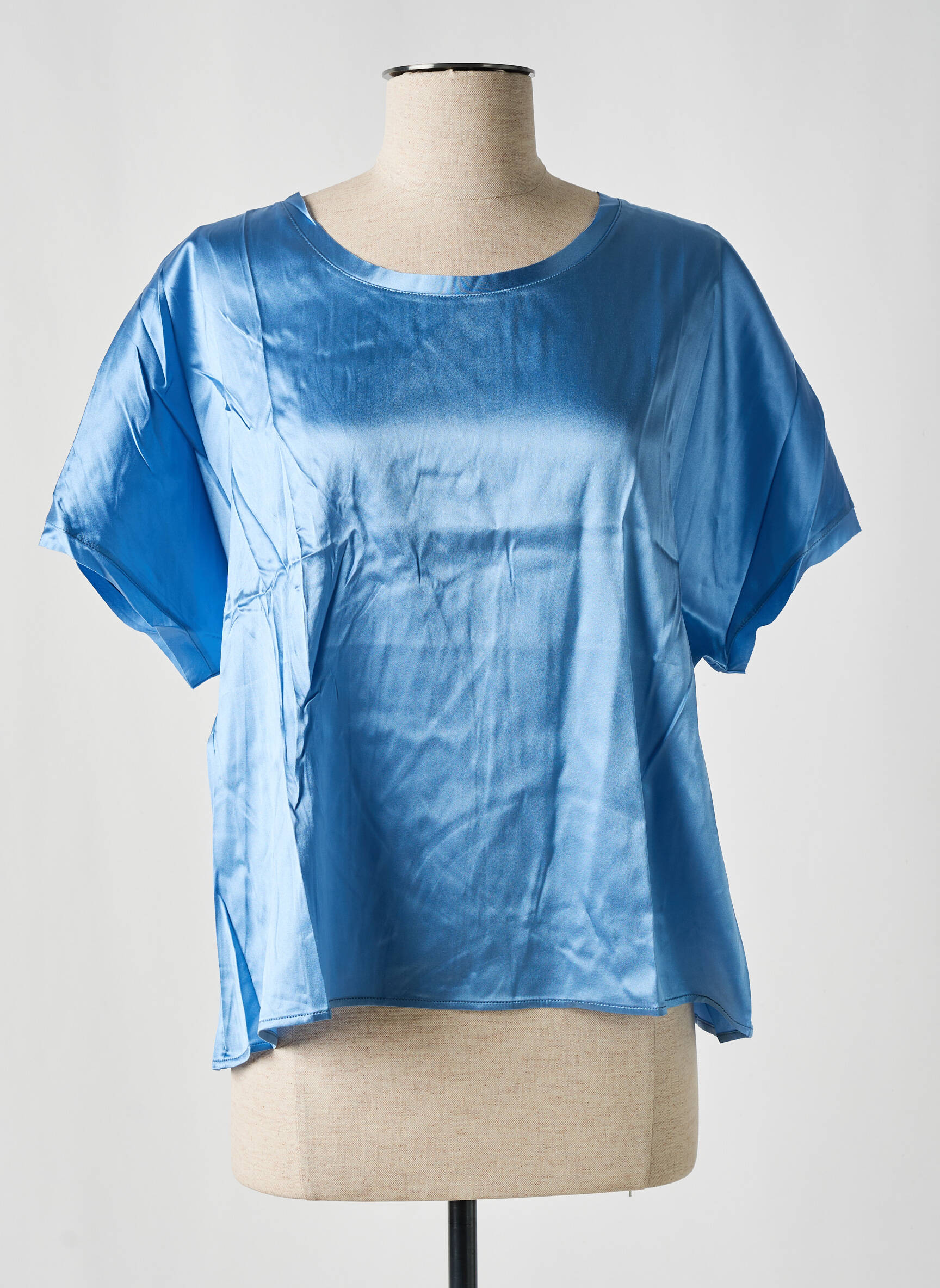 Bluzonai apvalus kaklas trumpas rankovės mėlyna SHIRT C-ZERO moteris