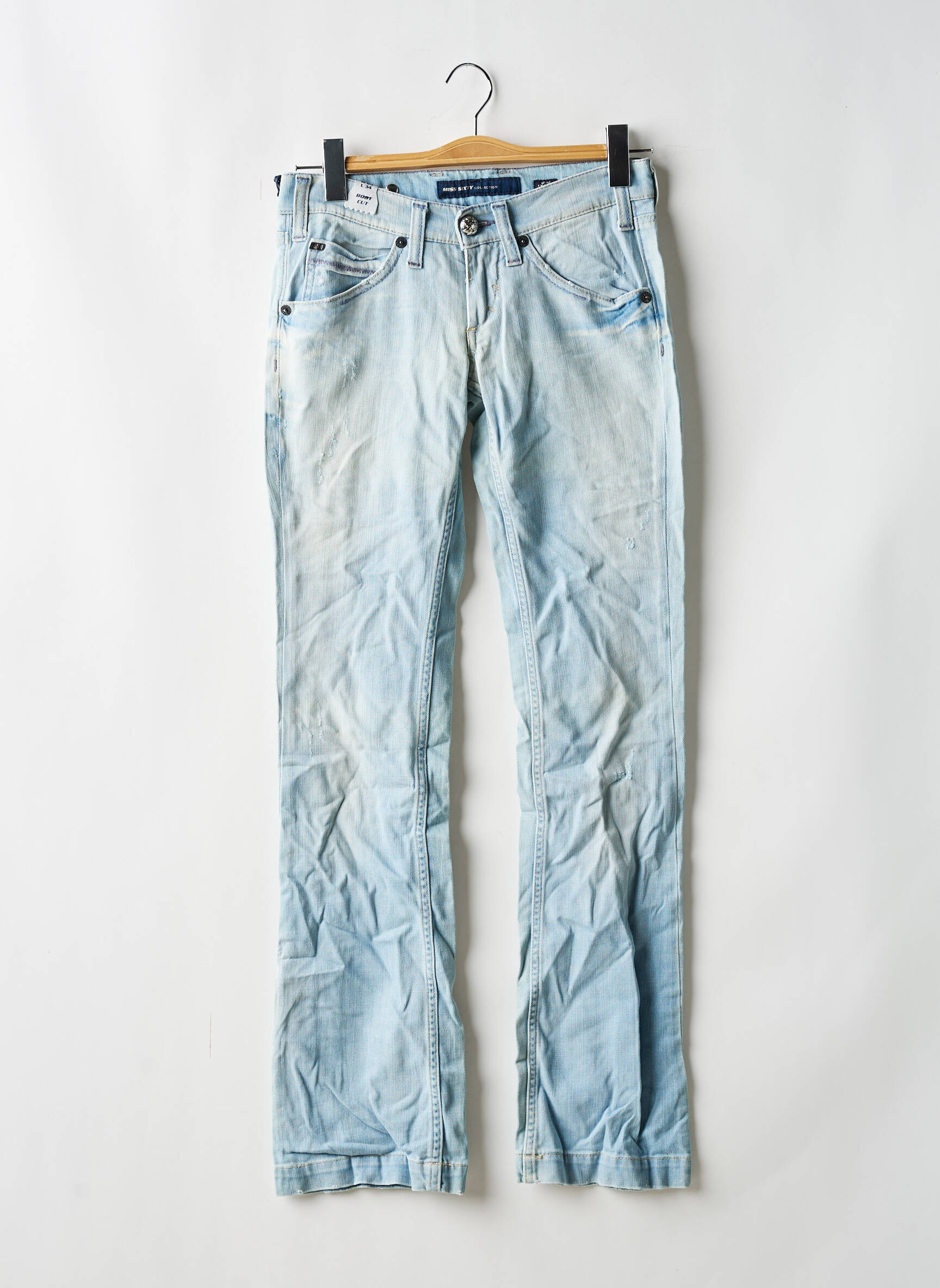 Bootcut džinsai nusidėvėjęs ir išblukęs efektas maža dydžio mėlyna MISS SIXTY moteris
