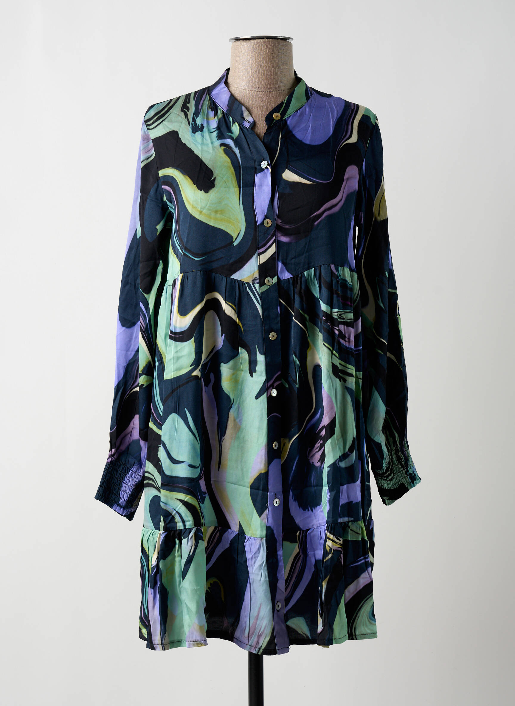 Trumpa suknelė išplatėjusi kirpimas ilgos rankovės violetinis FRNCH moteris