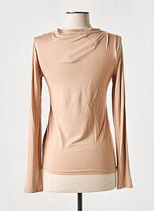 T-marškinys ilgos rankovės ilgos rankovės rudas LESLIE moteris