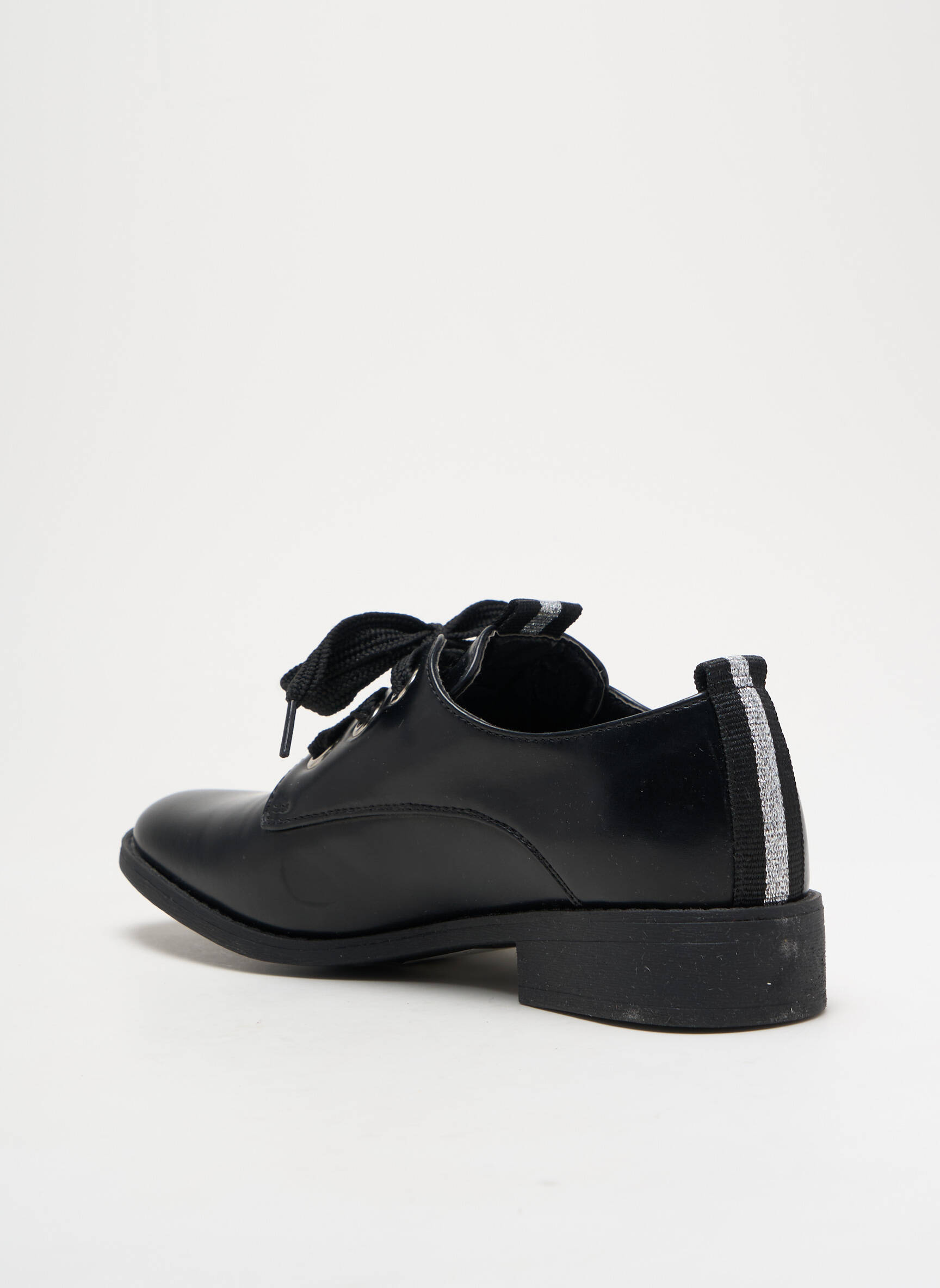 Derbiai satino audinys plokščias kulnas iki 3 cm juodas DÉES SHOES moteris