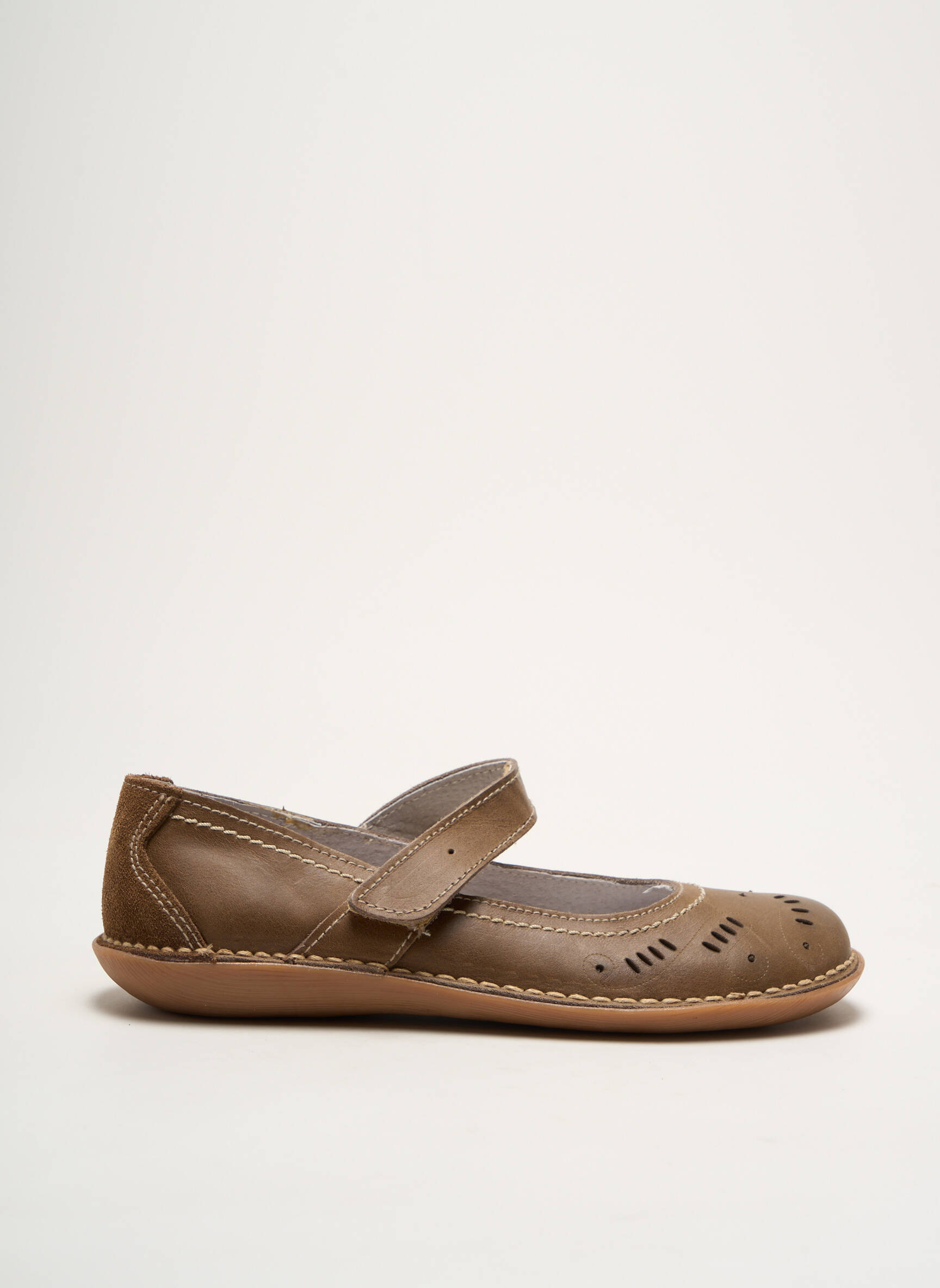 Balerinos velcro užsegimas plokščias kulnas iki 3 cm rudas MORAN'S moteris