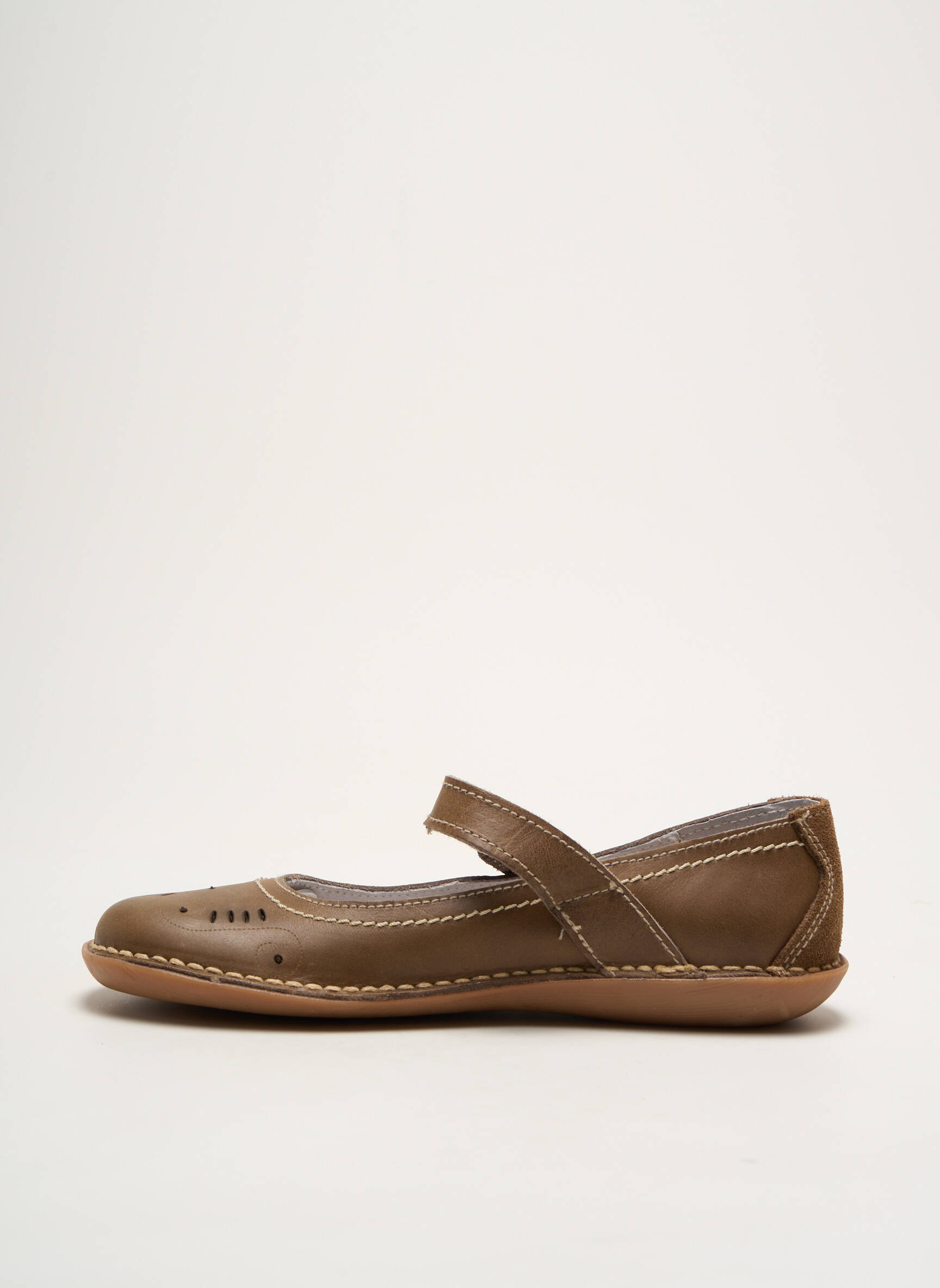 Balerinos velcro užsegimas plokščias kulnas iki 3 cm rudas MORAN'S moteris