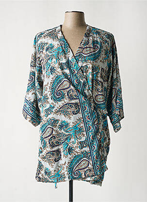 Kimono striukė kardigano apykaklė mėlyna LARA-ETHNICS moteris