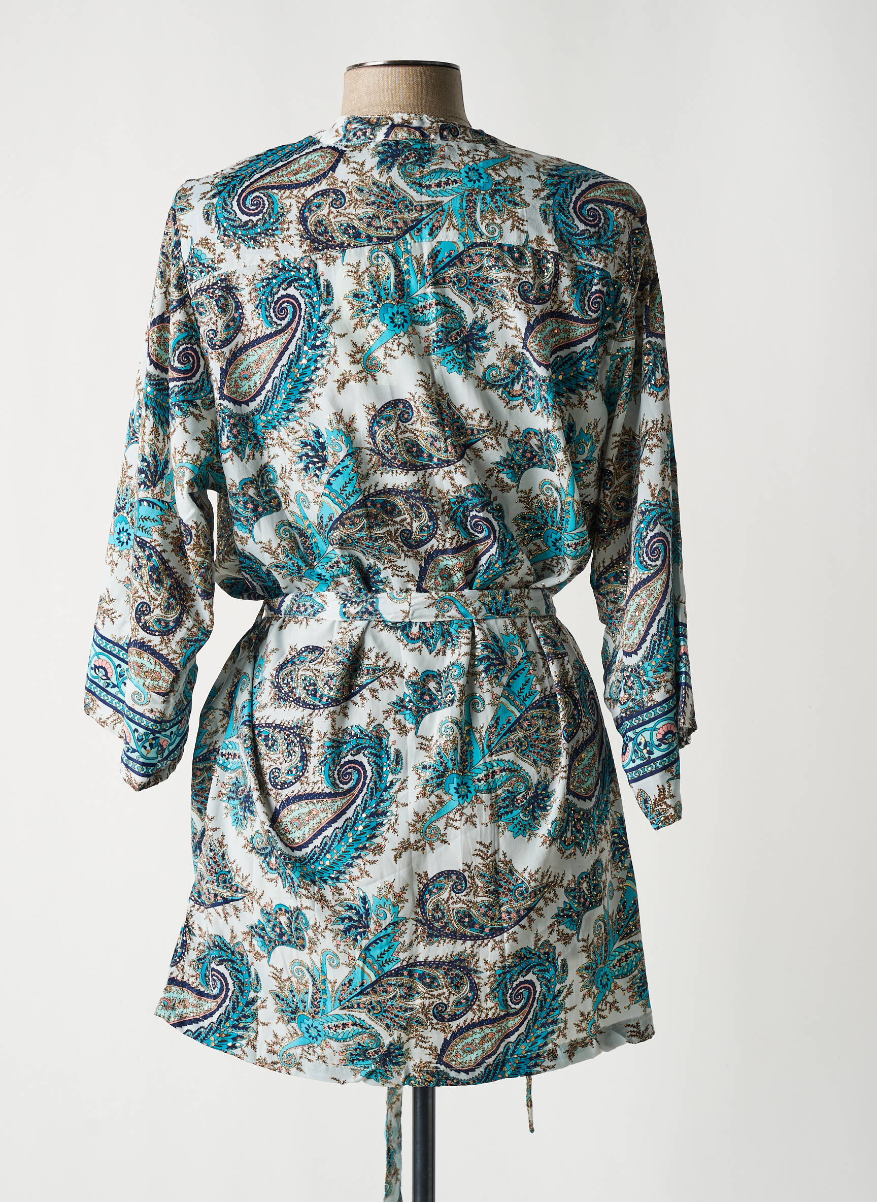 Kimono striukė kardigano apykaklė mėlyna LARA-ETHNICS moteris