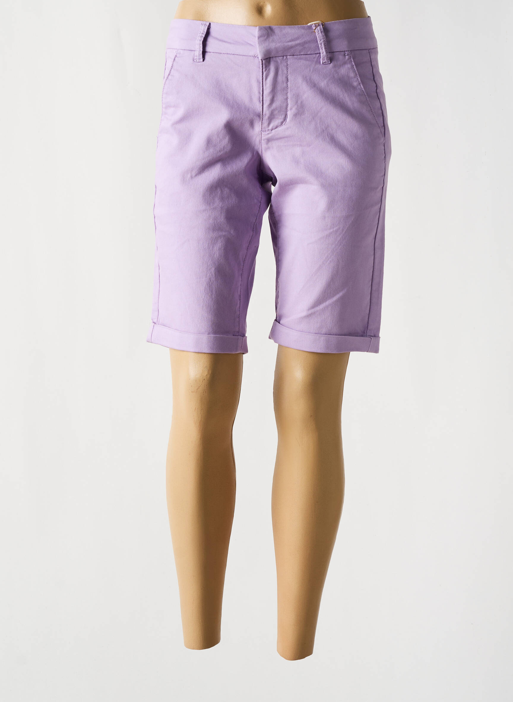 Bermudas chino kirpimas normala dydis violetinis CREAM moteris