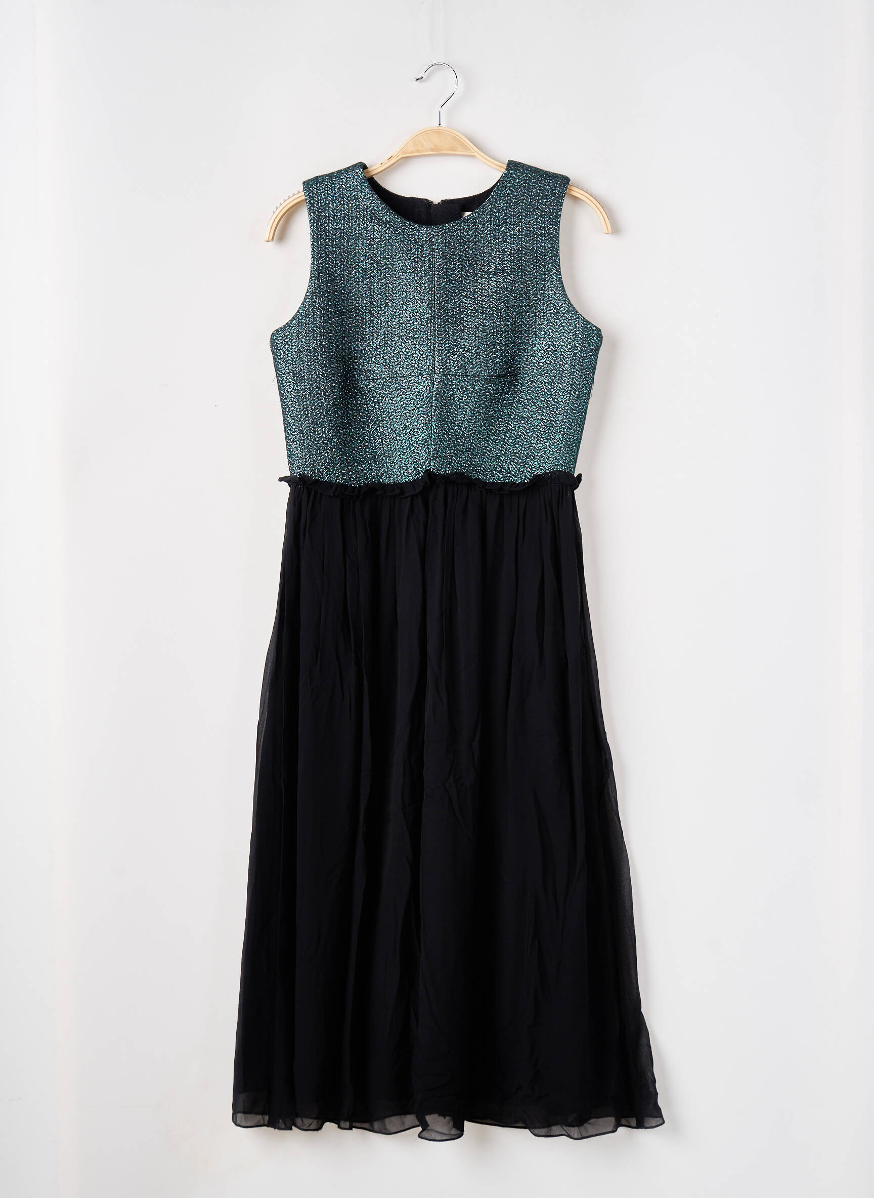 Pusilgių suknelė be rankų be rankų žalias DRESS GALLERY moteris