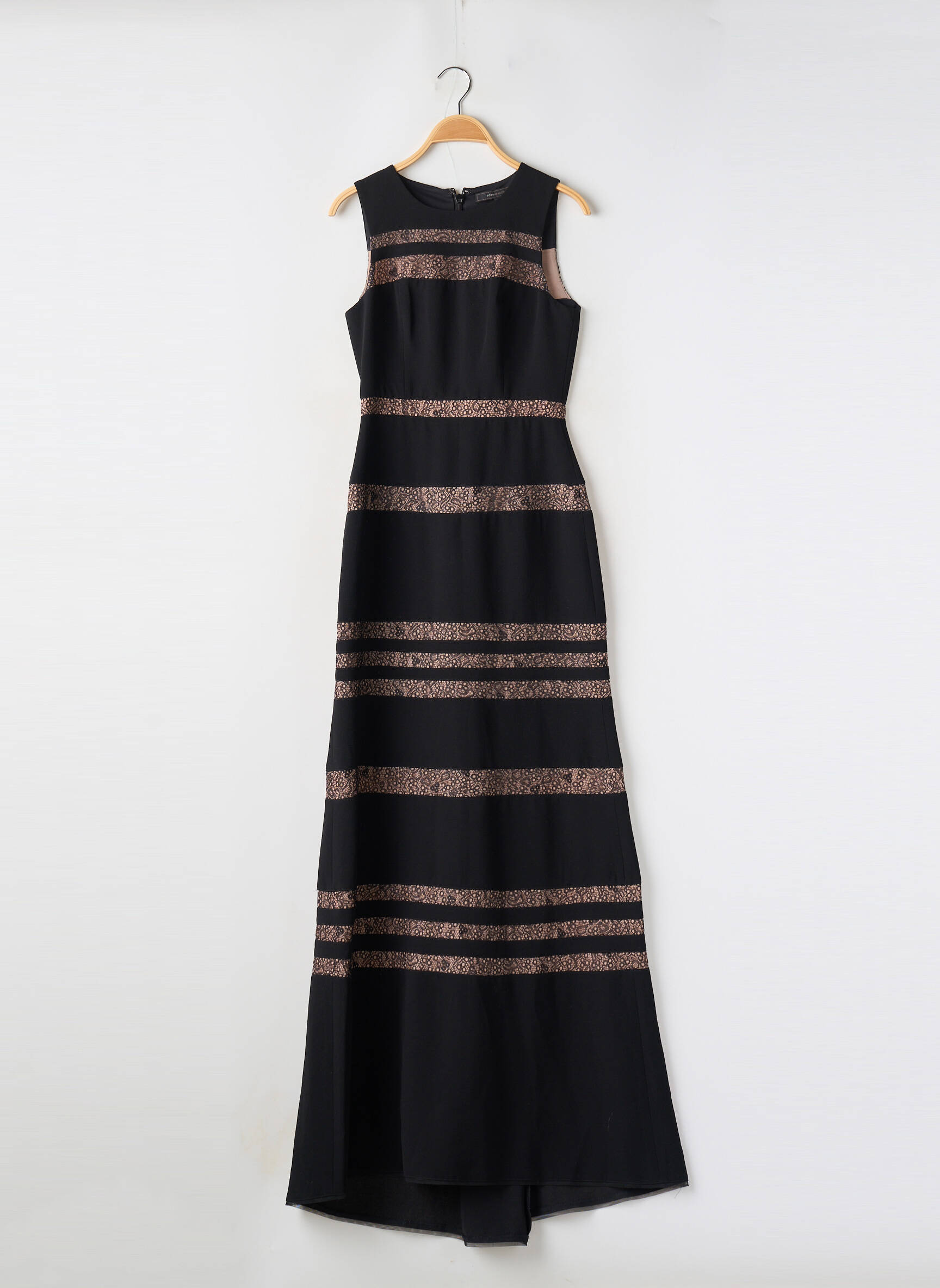 Ilga suknelė be rankų be rankų juodas BCBGMAXAZRIA moteris