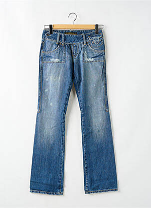 Bootcut džinsai nusidėvėjęs ir išblukęs efektas maža dydžio mėlyna RWD moteris