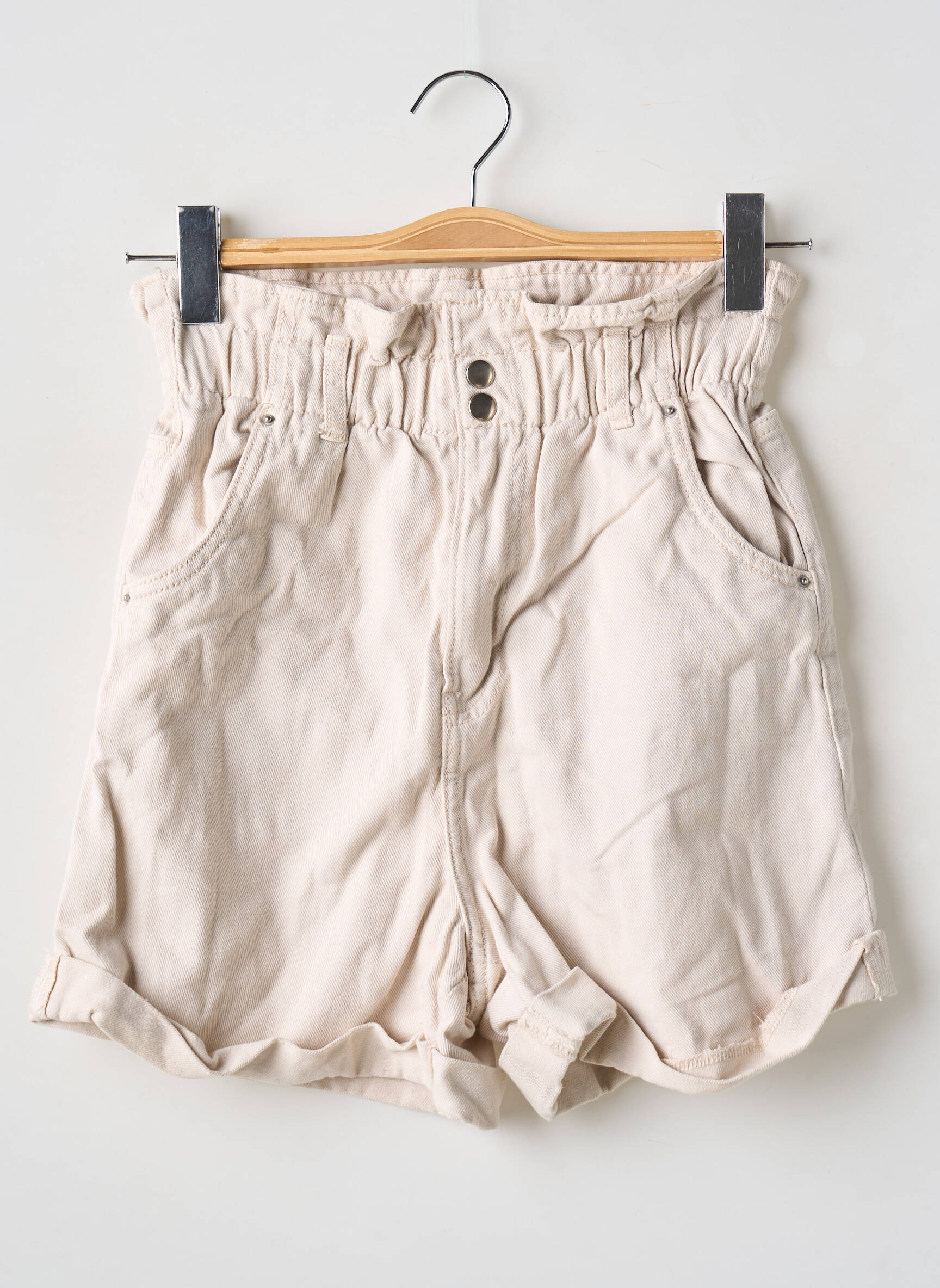 Šortas denimo audinys aukšta talija bežinis H&M moteris