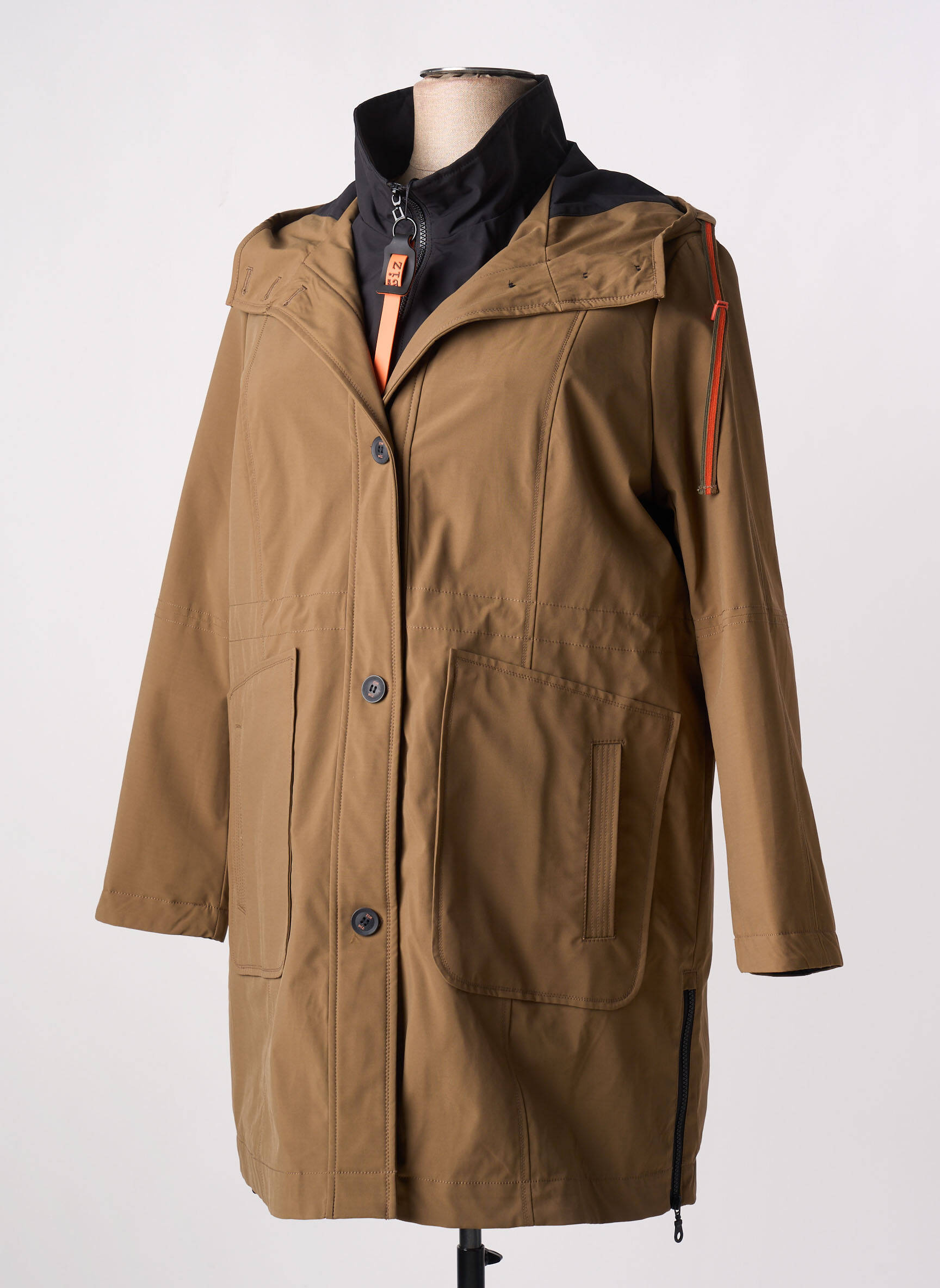 Parka priekinis užtrauktukas be gobtuvų rudas ZIA BRAND moteris