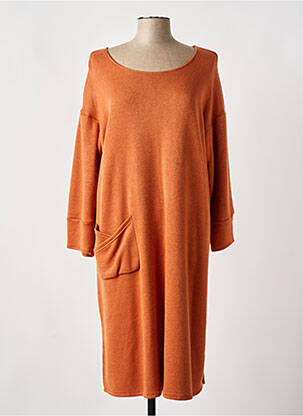 Megztinė suknelė tamprumas ilgos rankovės oranžinė FRANCK ANNA moteris