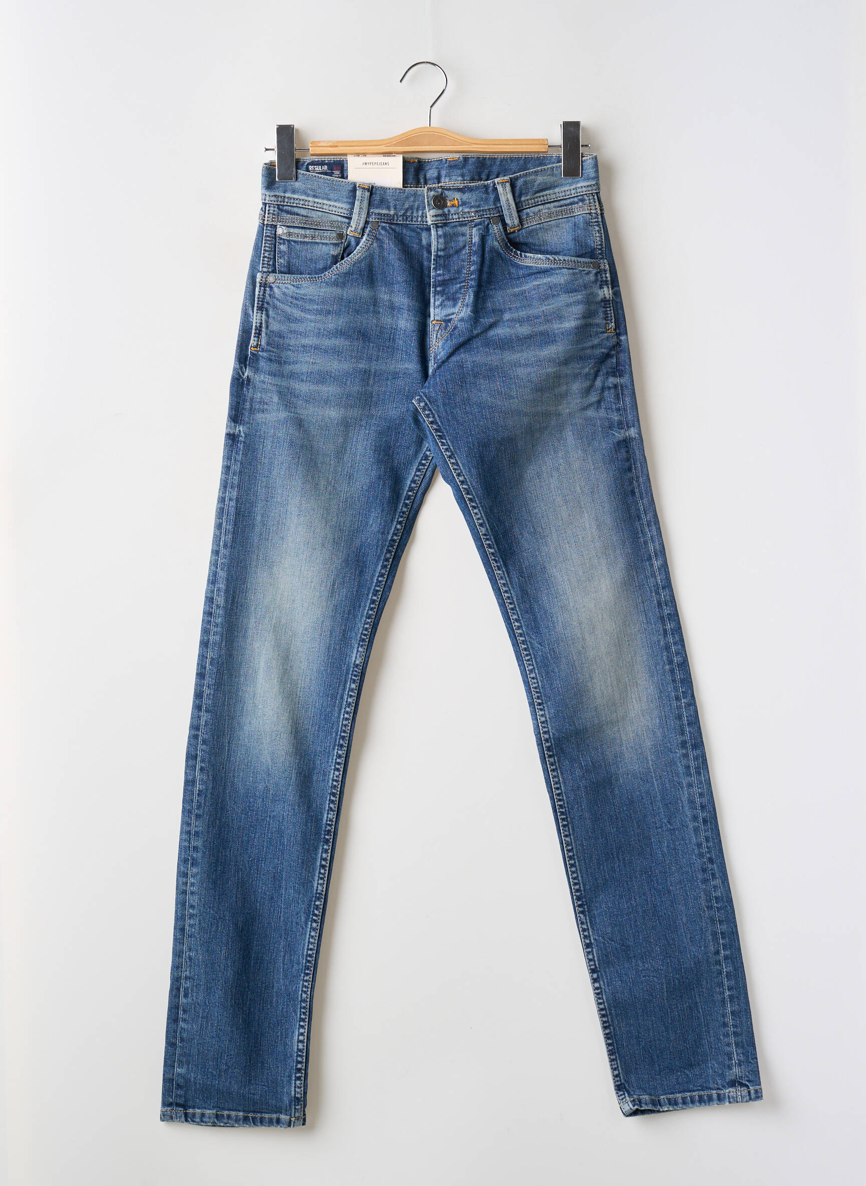 Tiesios kirpimo džinsai uždarymas su užtrauktuku po mygtuku uždengimu maža dydžio mėlyna PEPE JEANS vyras